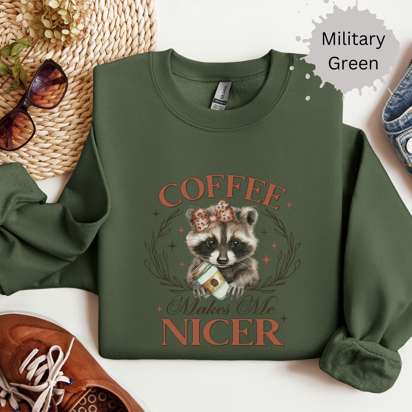 Nicer With Coffee Crewneck Sweatshirt