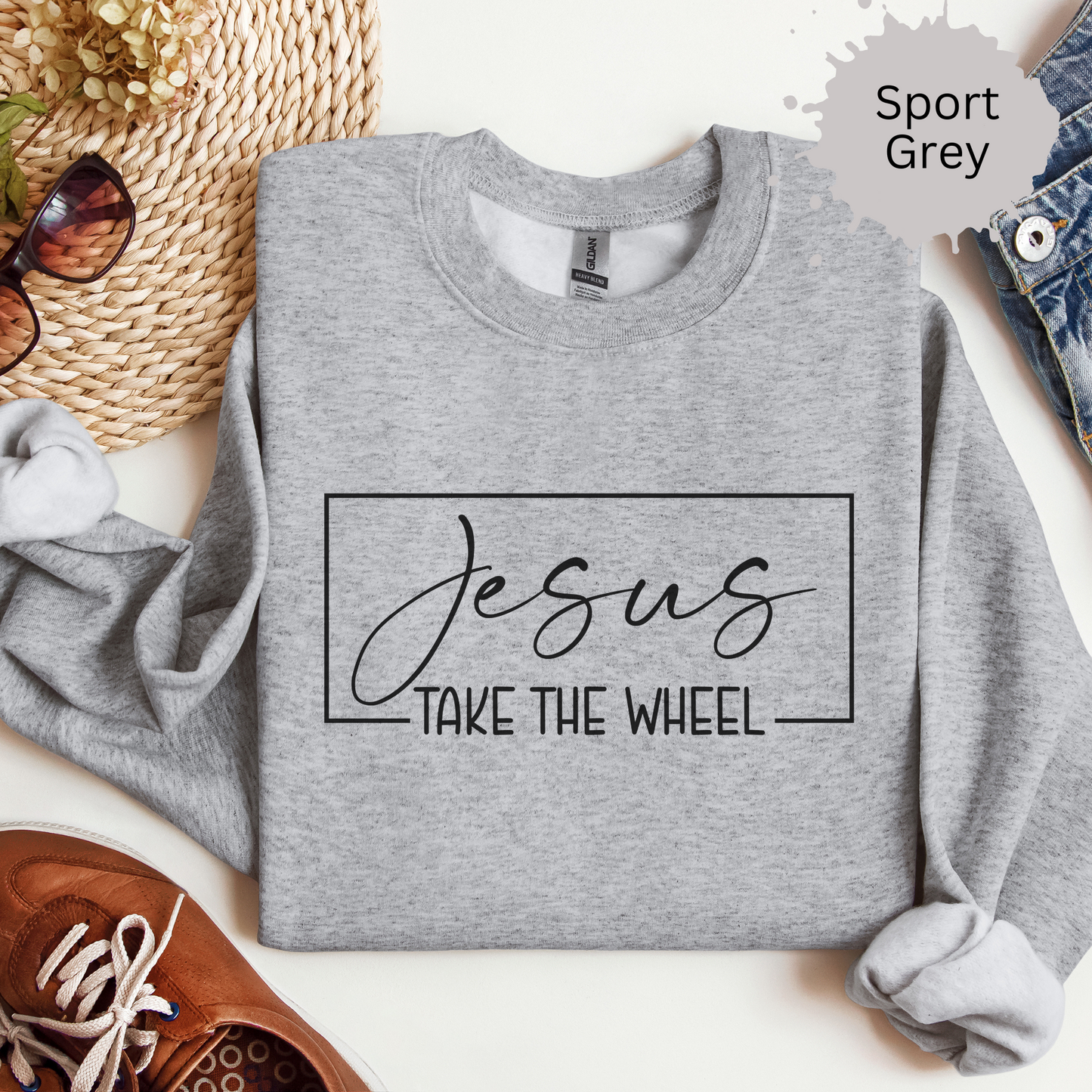 Jesus Take the Wheel Crewneck Sweatshirt