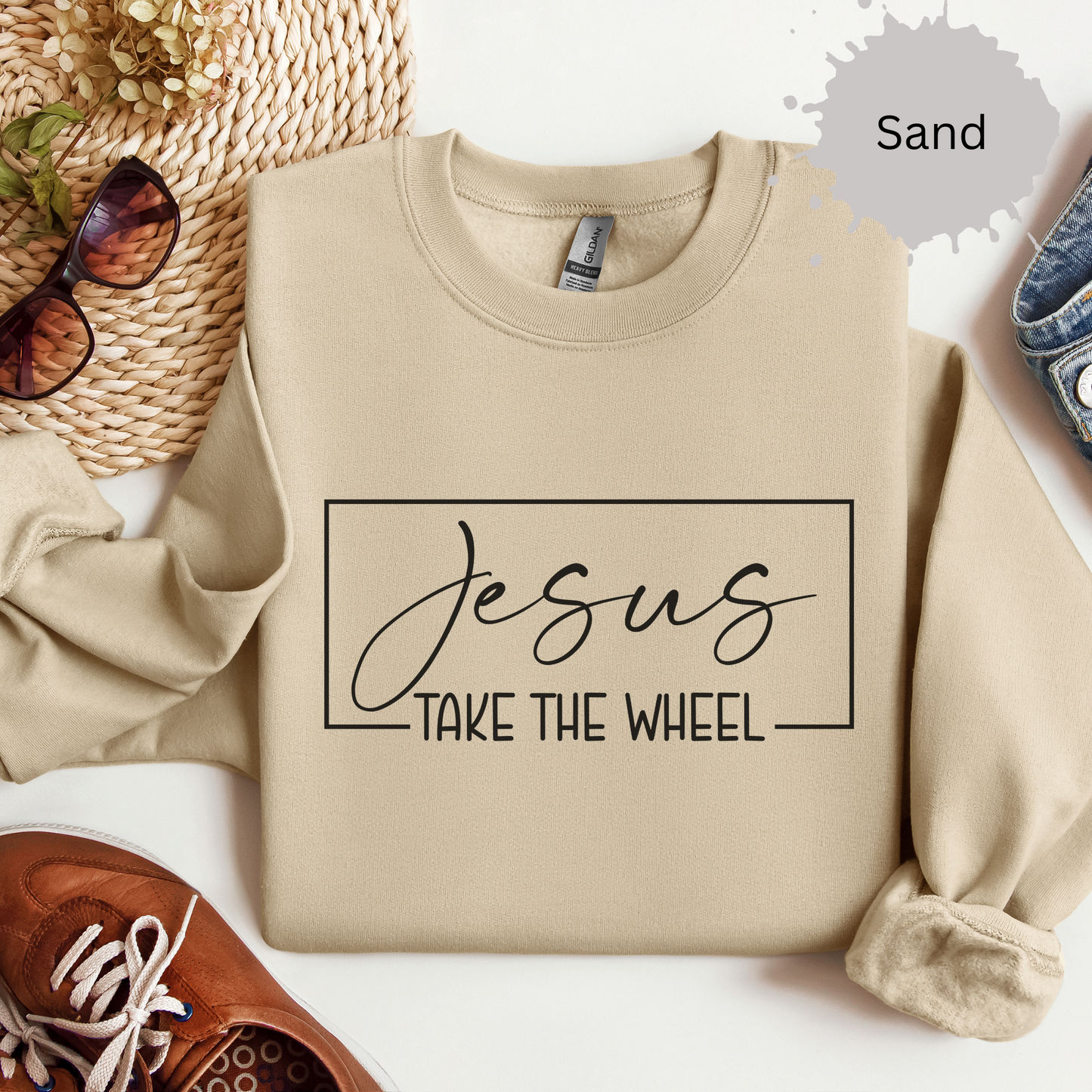 Jesus Take the Wheel Crewneck Sweatshirt