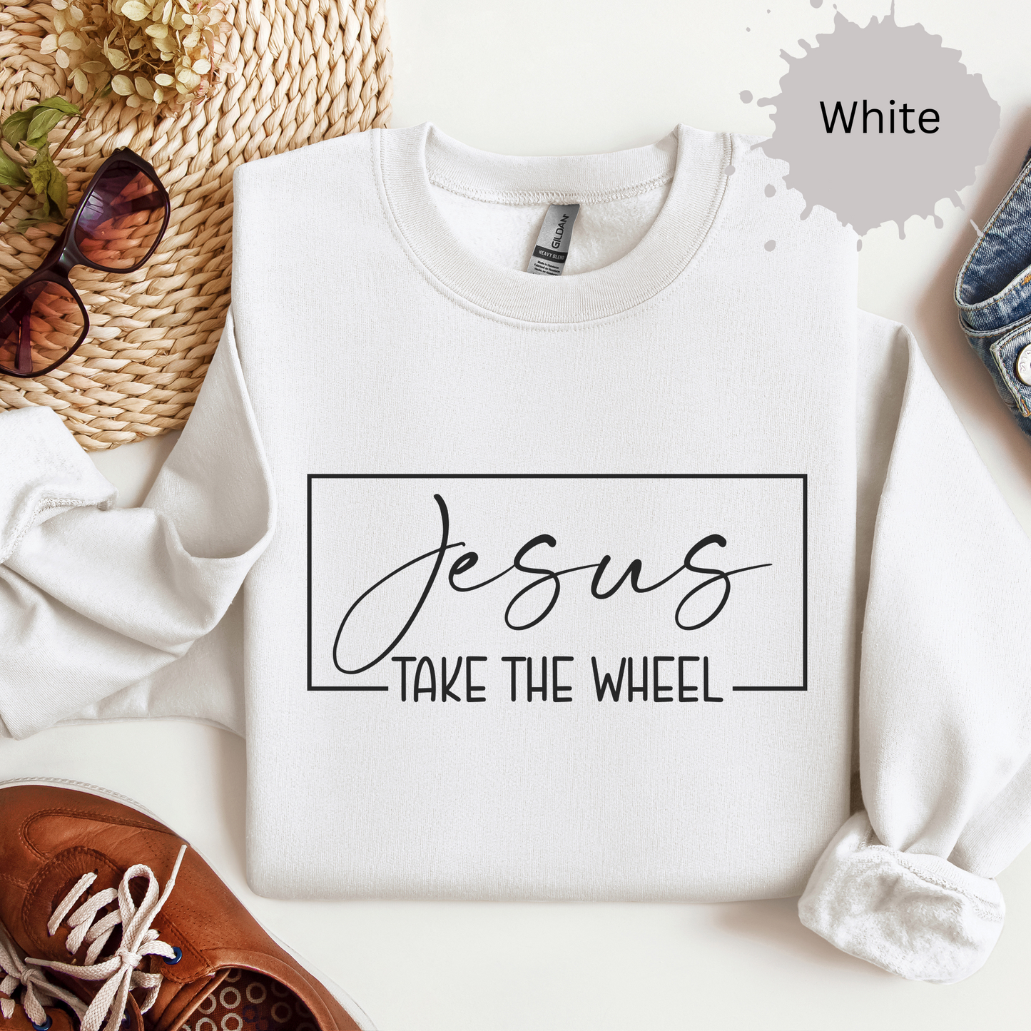 Jesus Take the Wheel Crewneck Sweatshirt