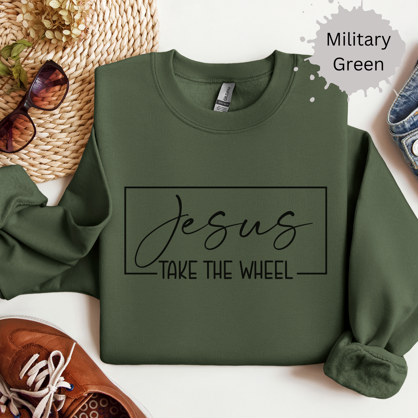 Jesus Take the Wheel Crewneck Sweatshirt