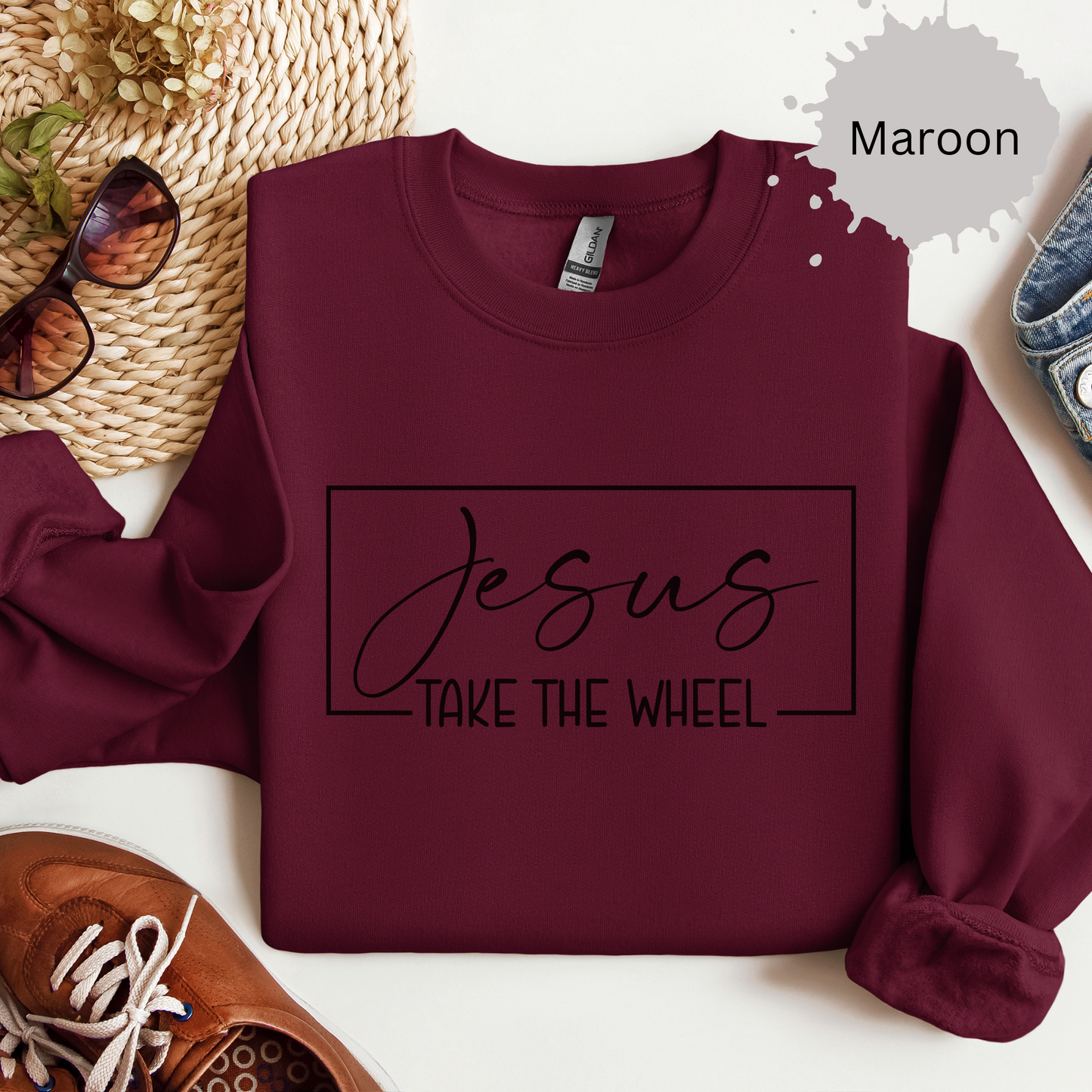 Jesus Take the Wheel Crewneck Sweatshirt