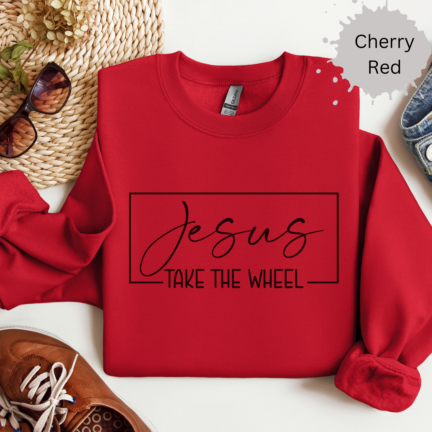 Jesus Take the Wheel Crewneck Sweatshirt