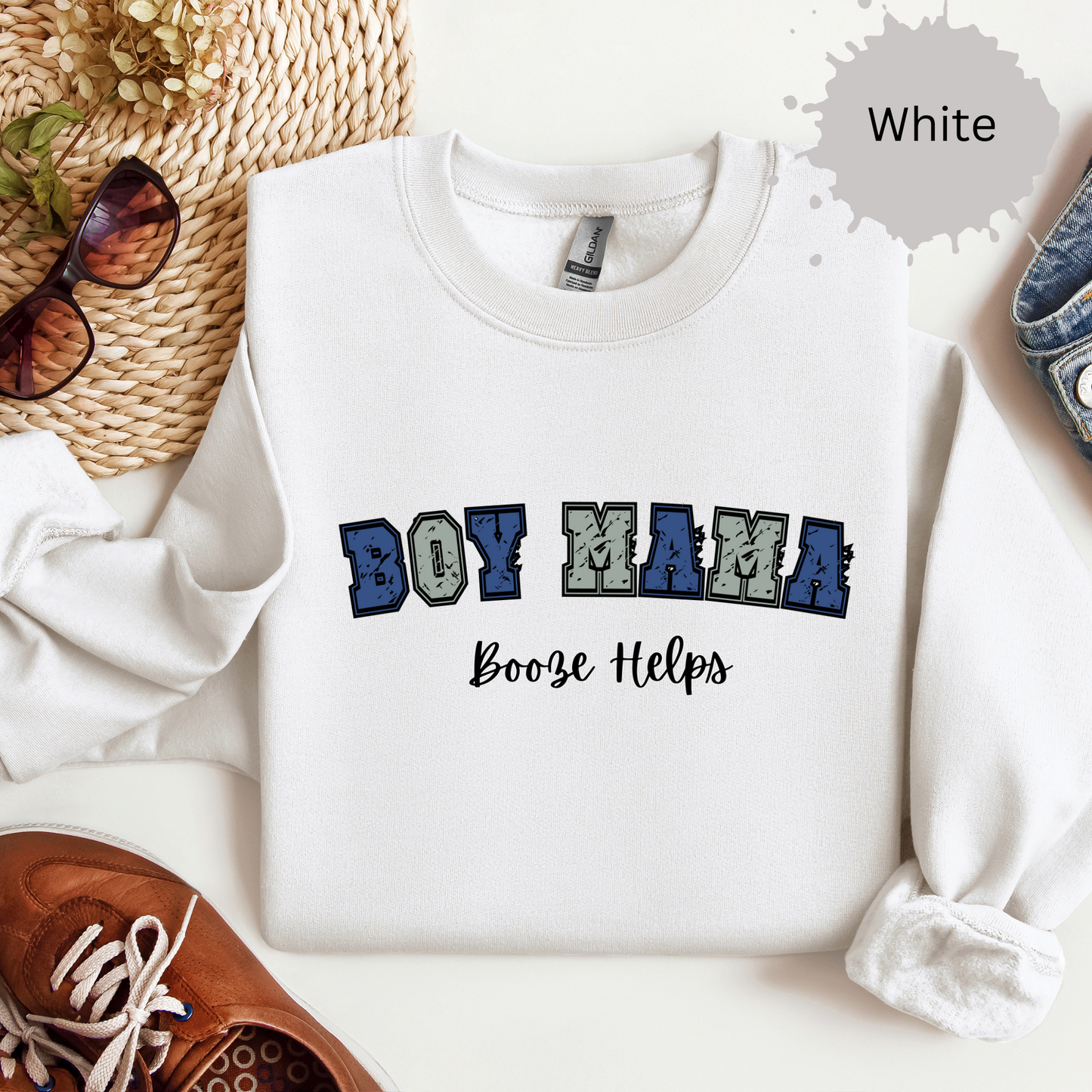 Boy Mama Booze Helps Crewneck Sweatshirt