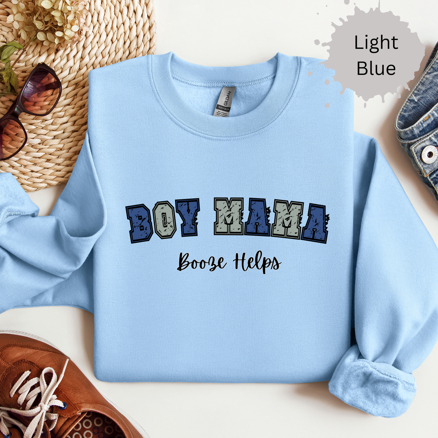 Boy Mama Booze Helps Crewneck Sweatshirt