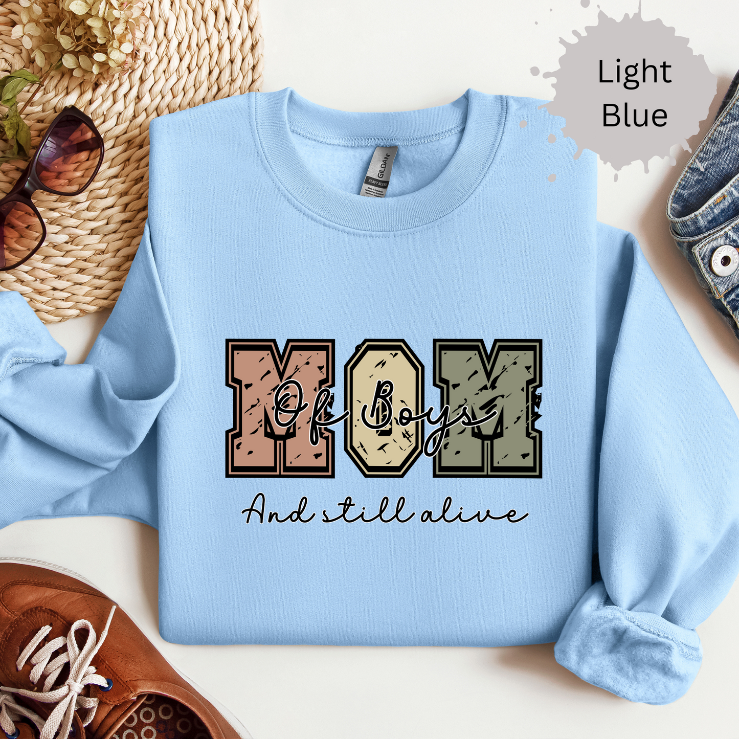 Boy Mom Still Alive Crewneck Sweatshirt