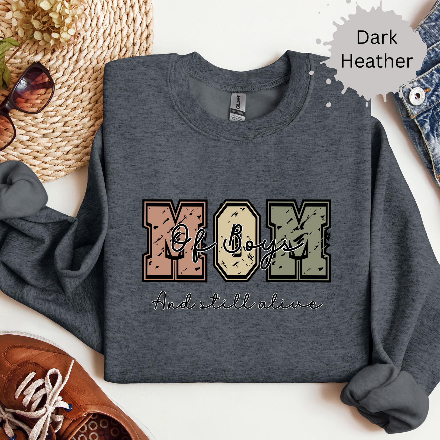 Boy Mom Still Alive Crewneck Sweatshirt