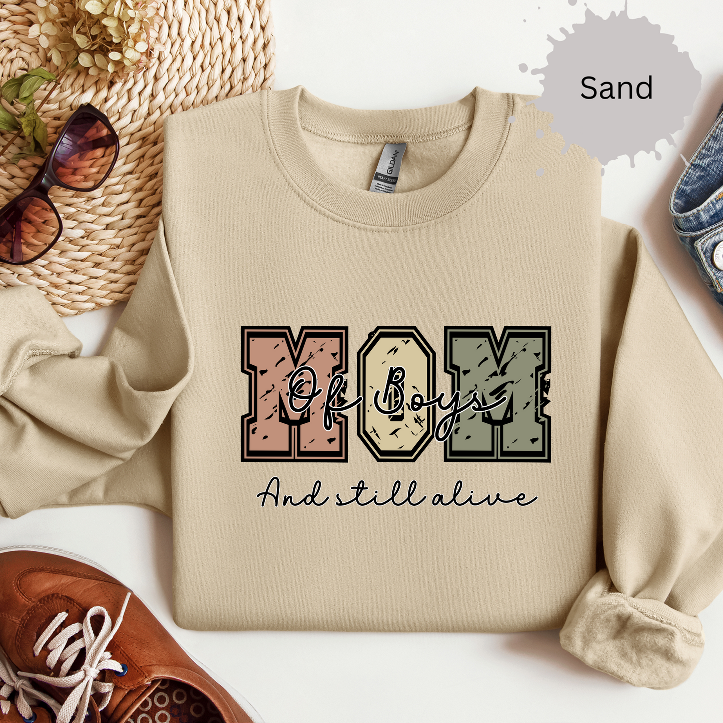 Boy Mom Still Alive Crewneck Sweatshirt