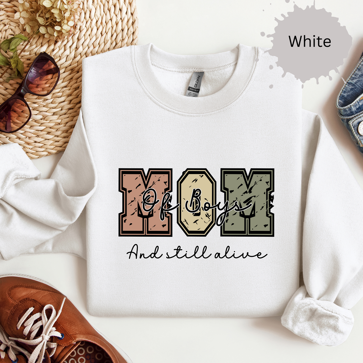 Boy Mom Still Alive Crewneck Sweatshirt