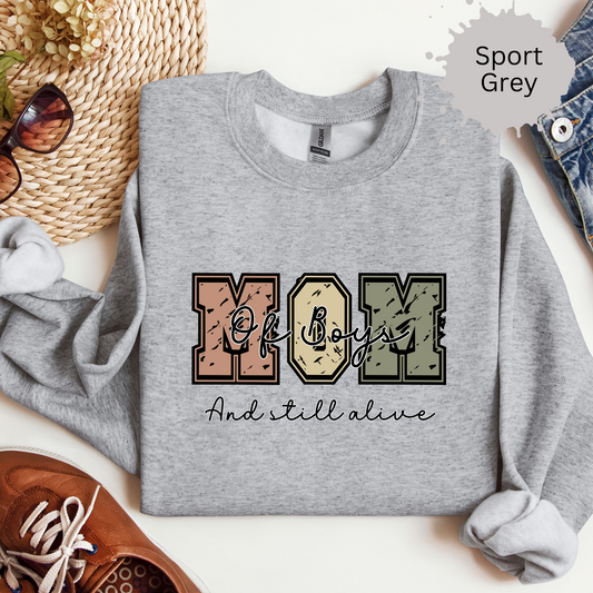 Boy Mom Still Alive Crewneck Sweatshirt