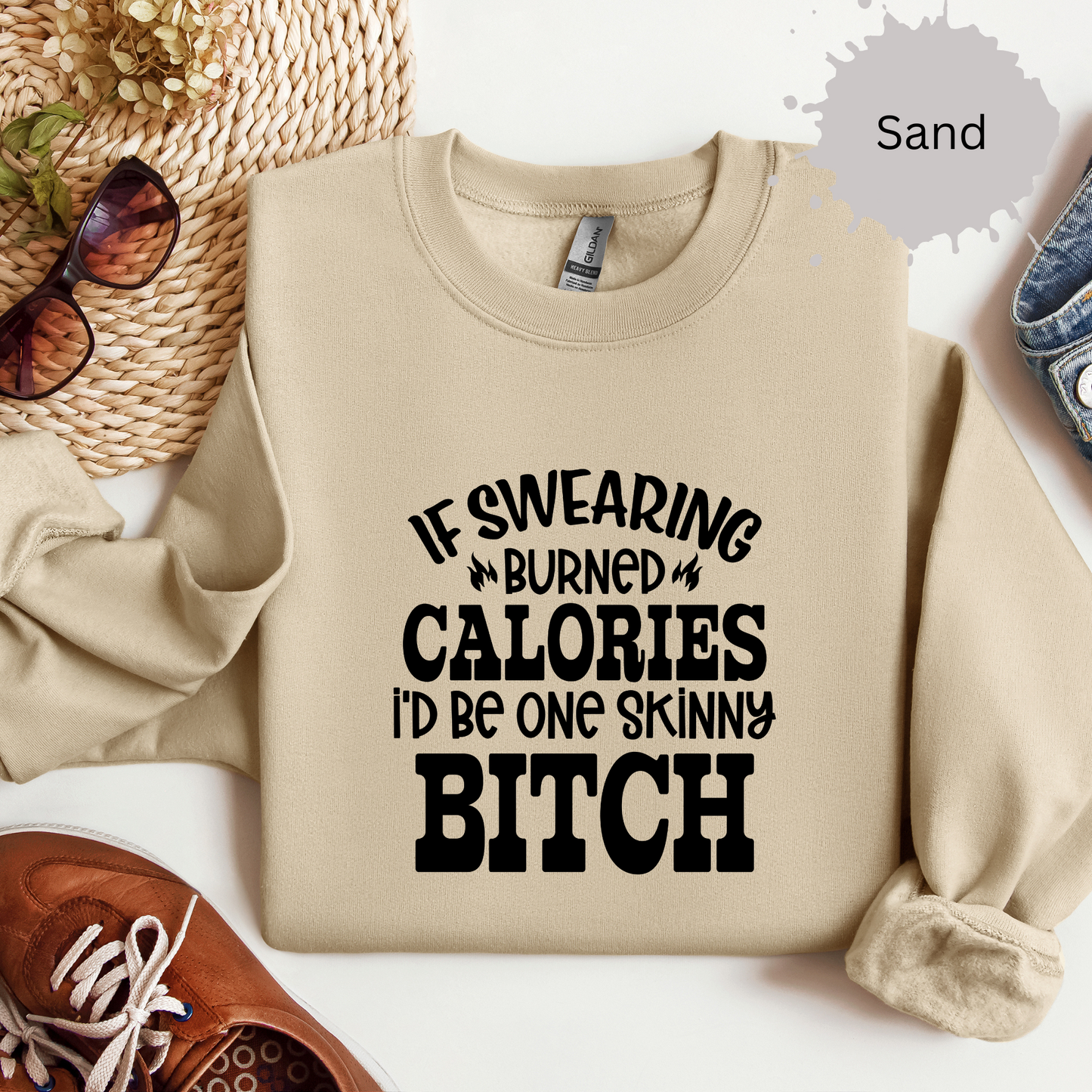 Swearing Burns Calories Crewneck Sweatshirt