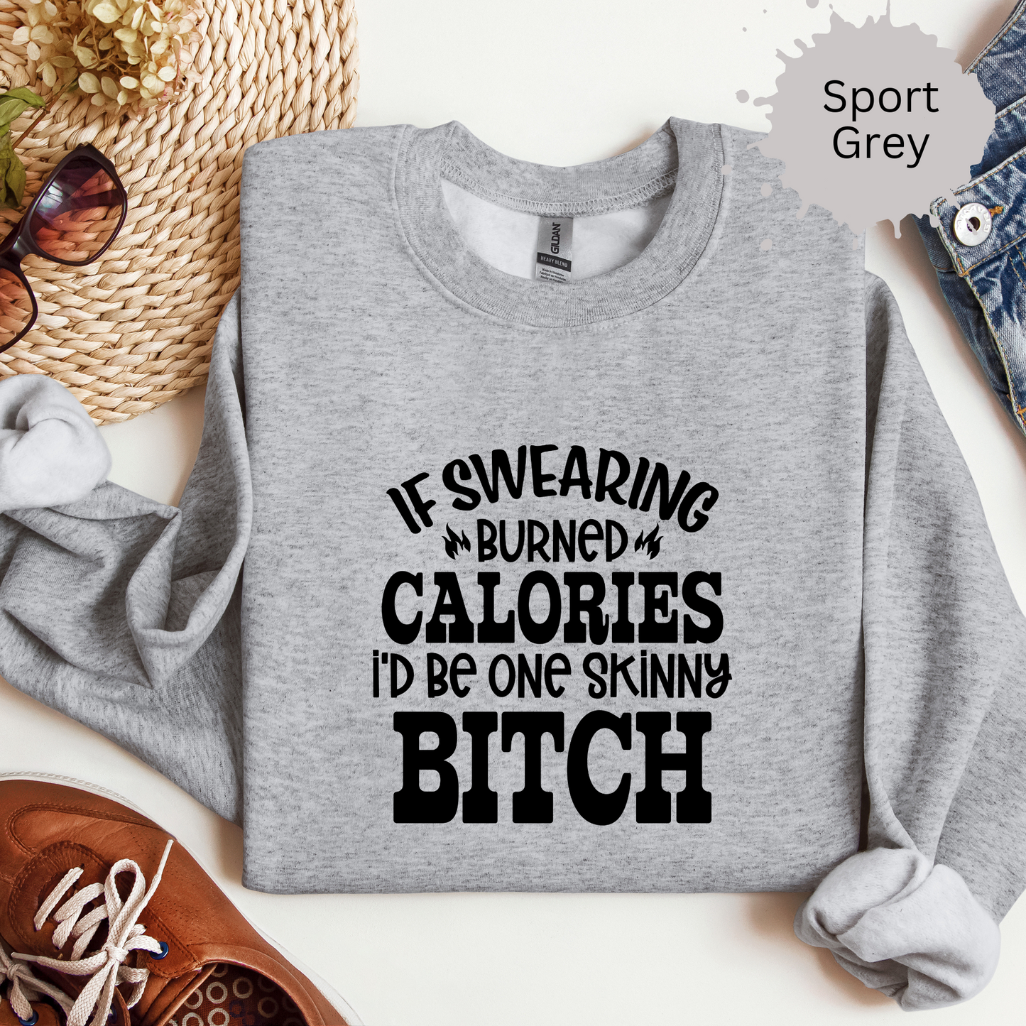 Swearing Burns Calories Crewneck Sweatshirt