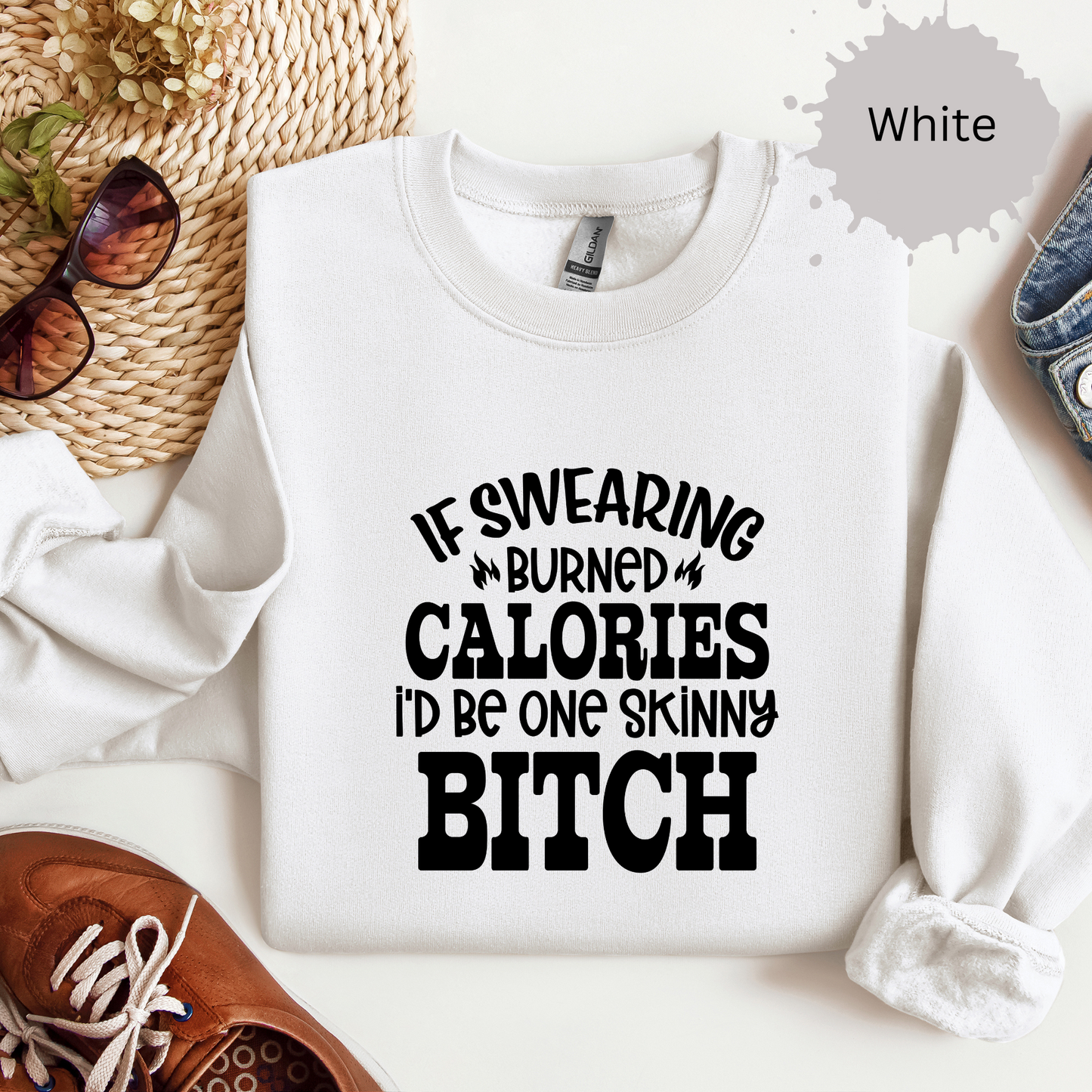 Swearing Burns Calories Crewneck Sweatshirt