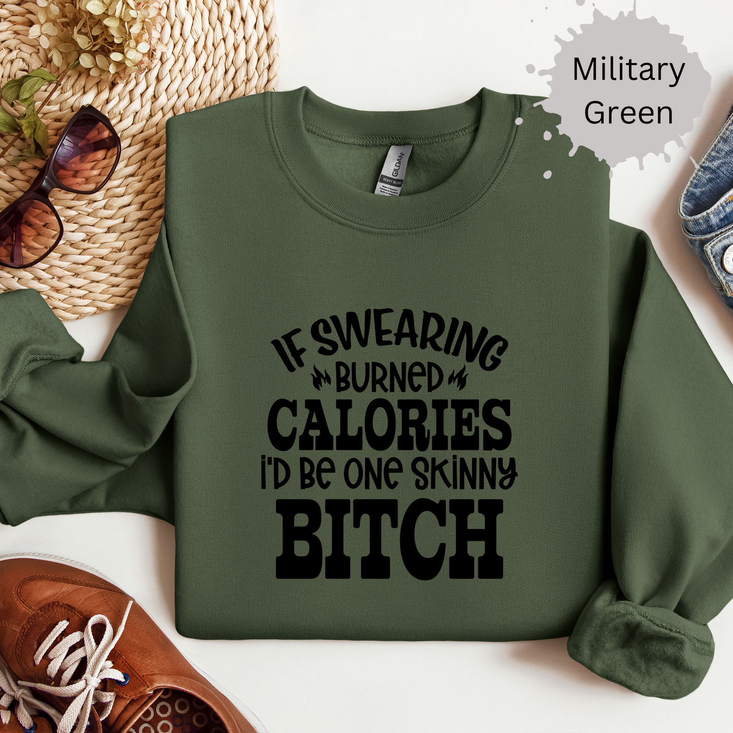 Swearing Burns Calories Crewneck Sweatshirt