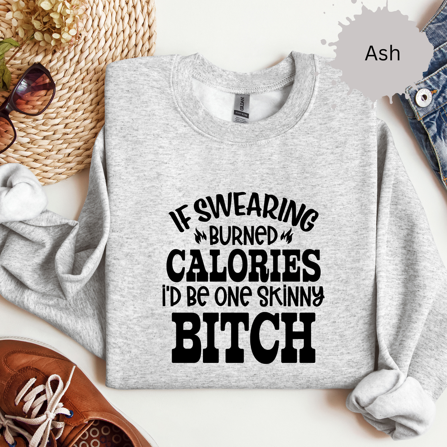 Swearing Burns Calories Crewneck Sweatshirt