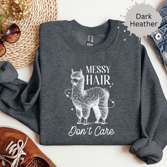 Messy Hair Dont Care Crewneck Sweatshirt