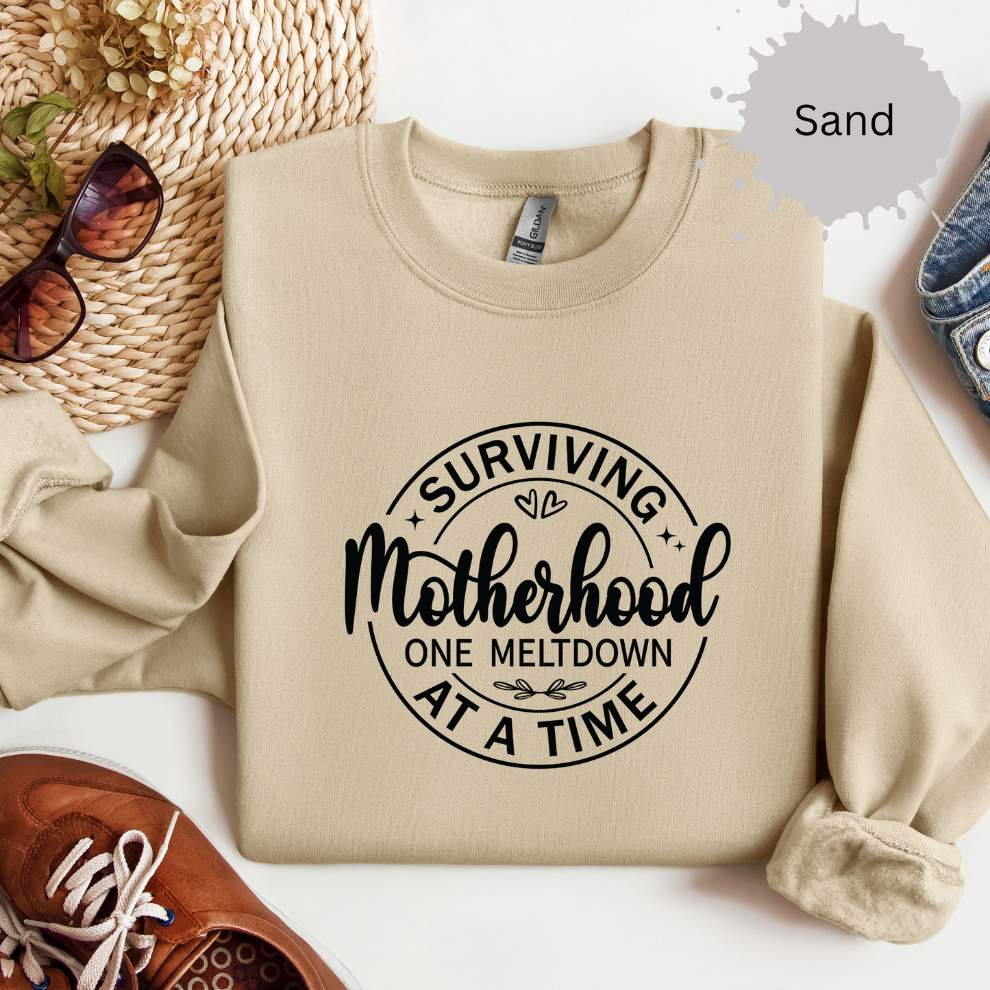 Motherhood Meltdown Survivor Crewneck Sweatshirt