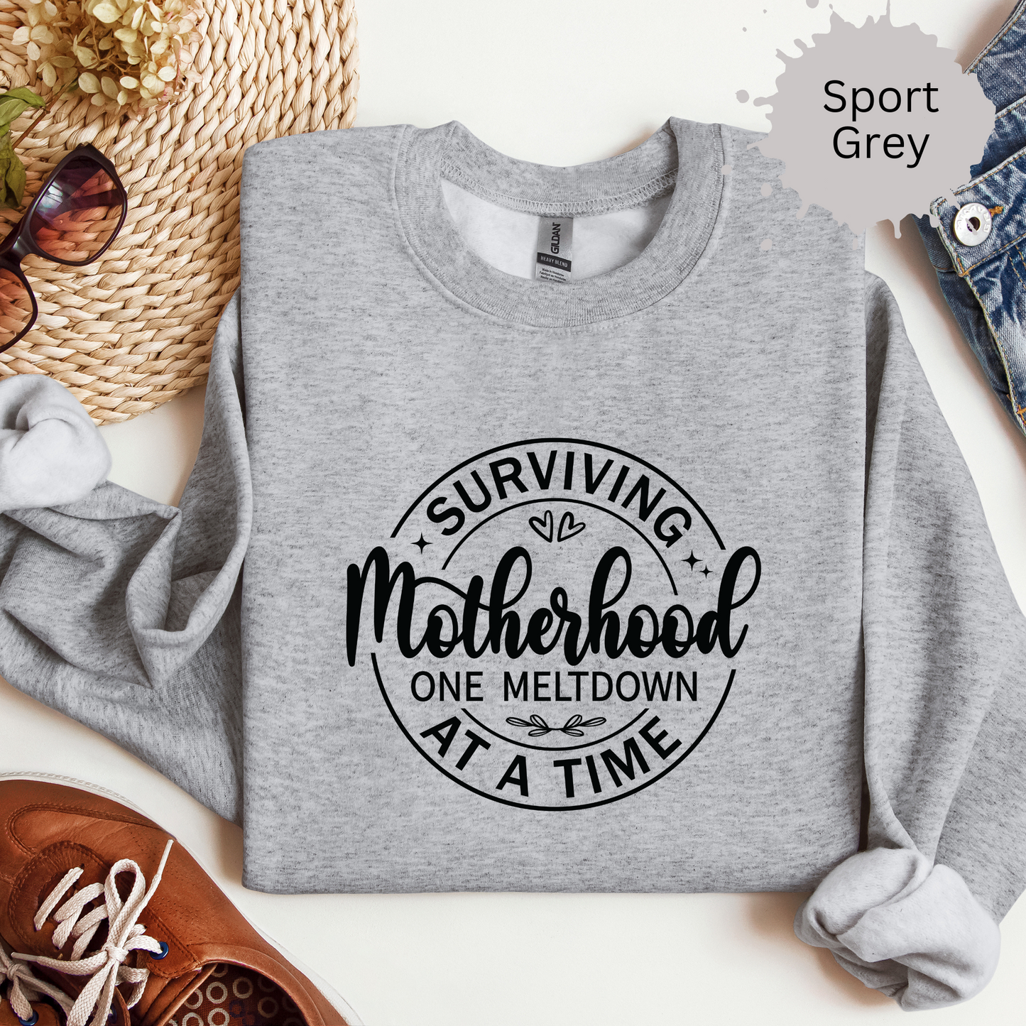 Motherhood Meltdown Survivor Crewneck Sweatshirt