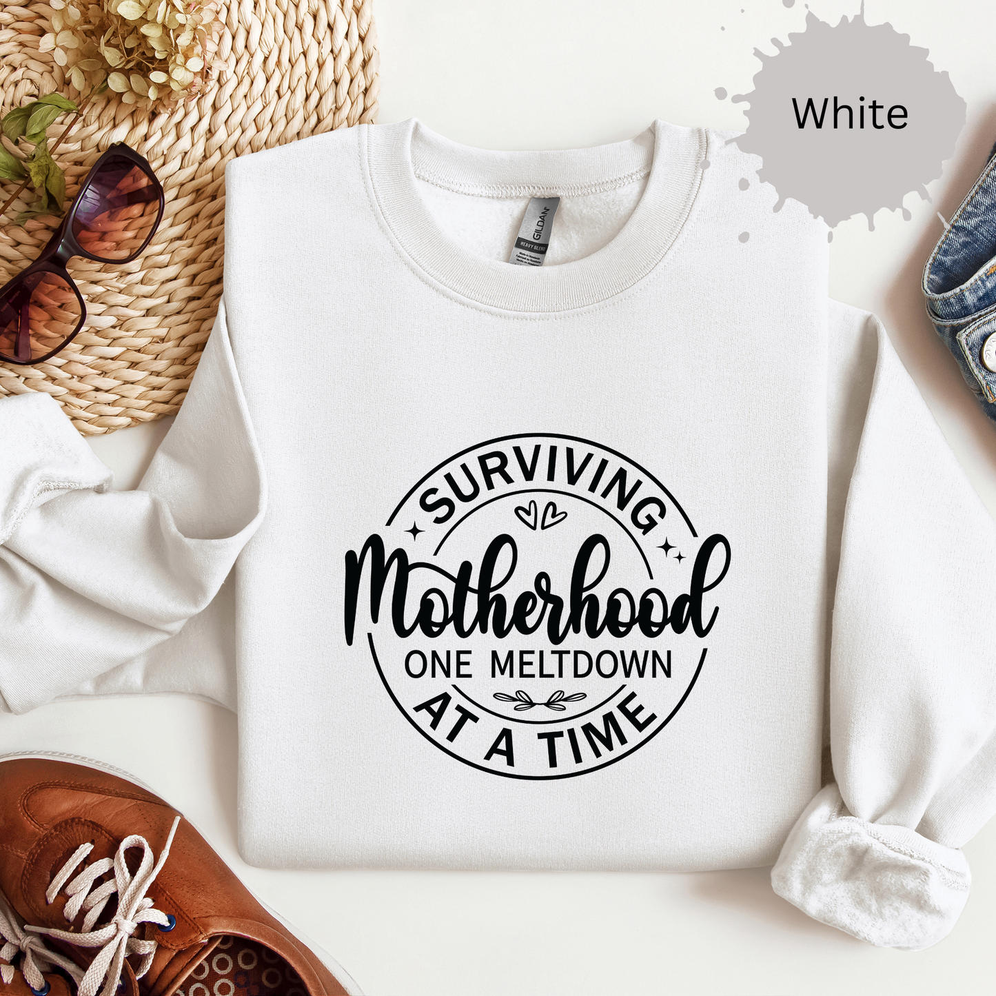 Motherhood Meltdown Survivor Crewneck Sweatshirt