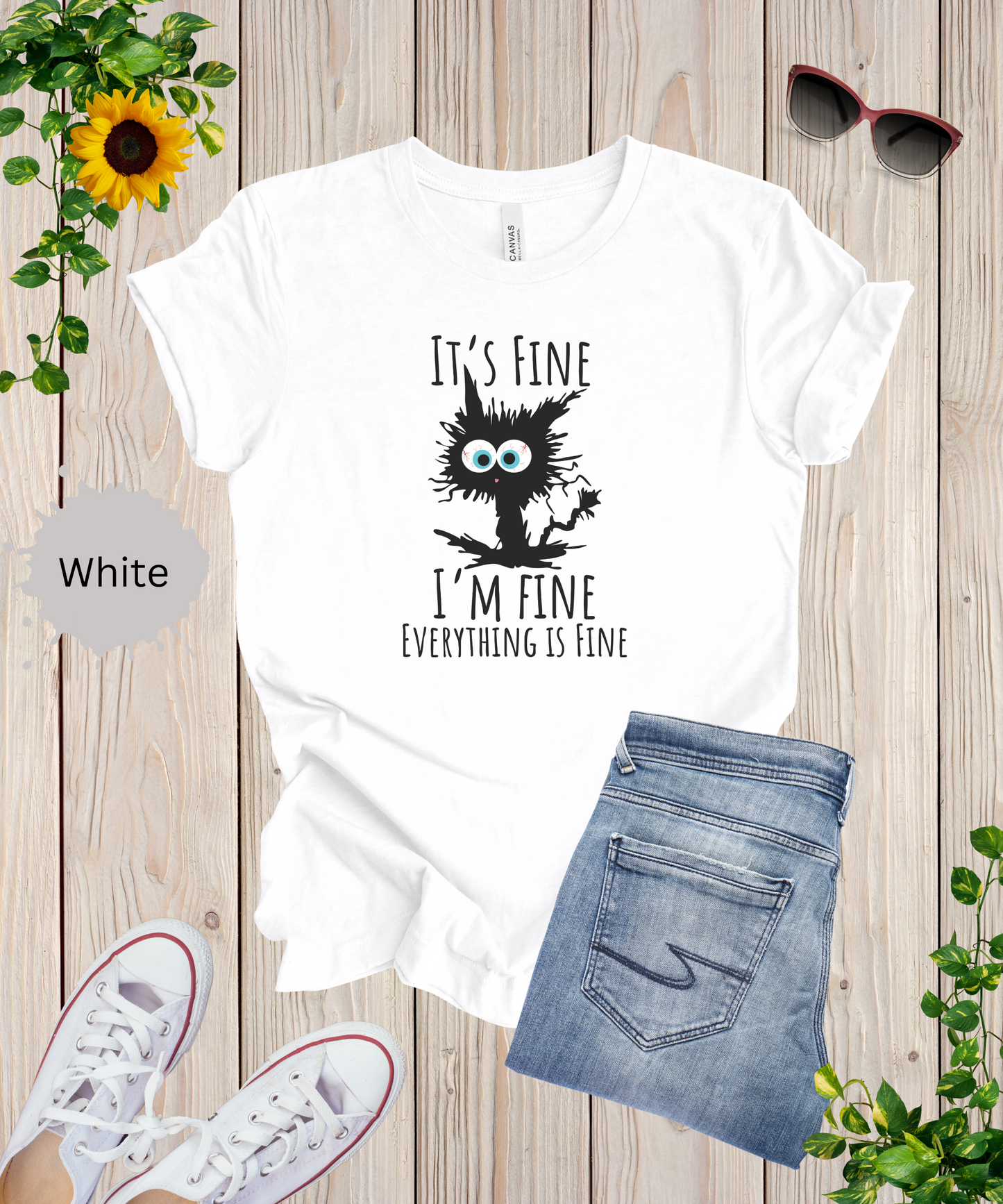 Everythings Fine Crazy Cat T-Shirt