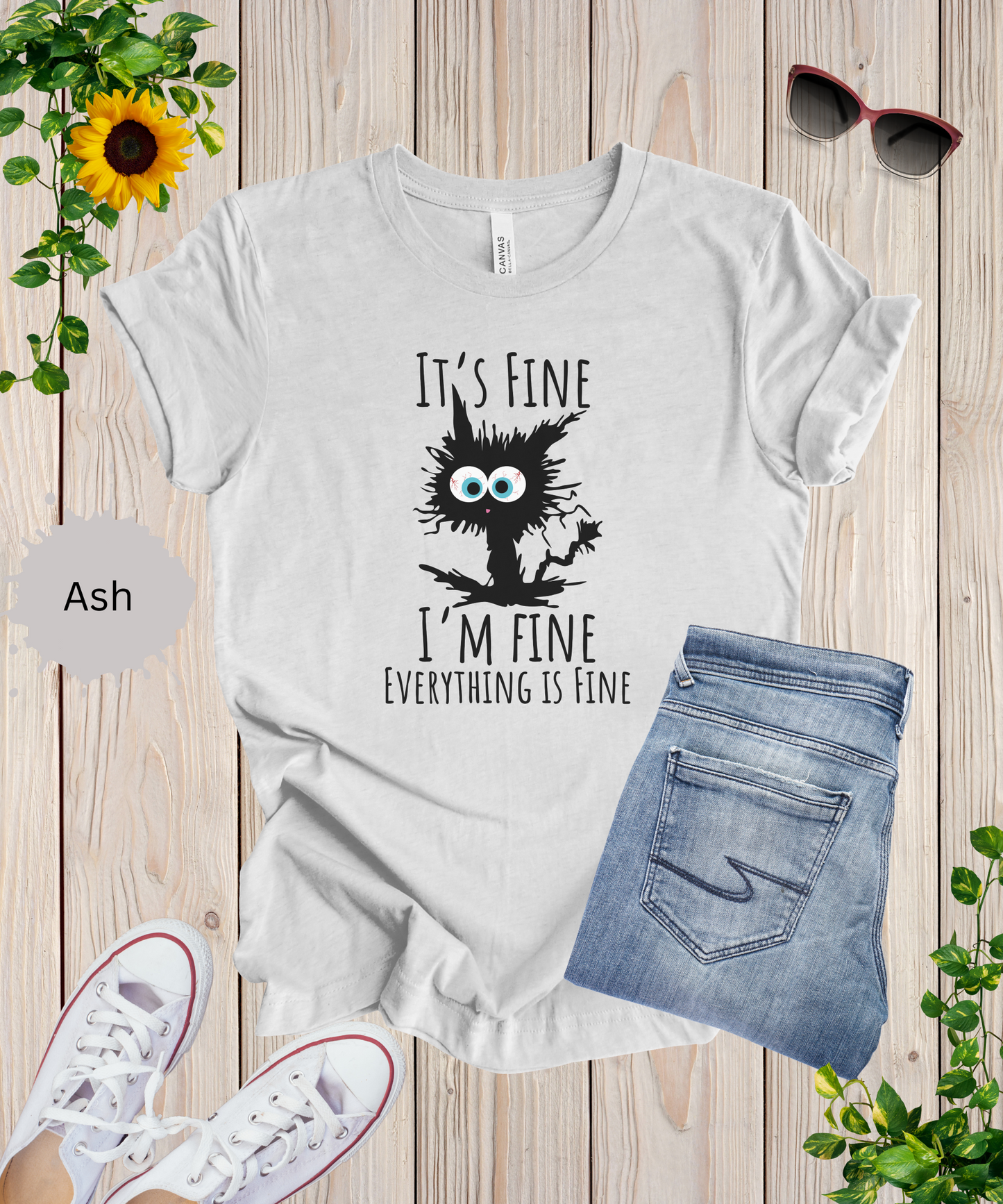 Everythings Fine Crazy Cat T-Shirt