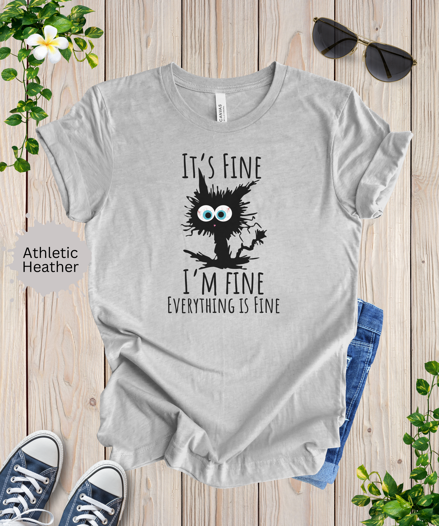 Everythings Fine Crazy Cat T-Shirt