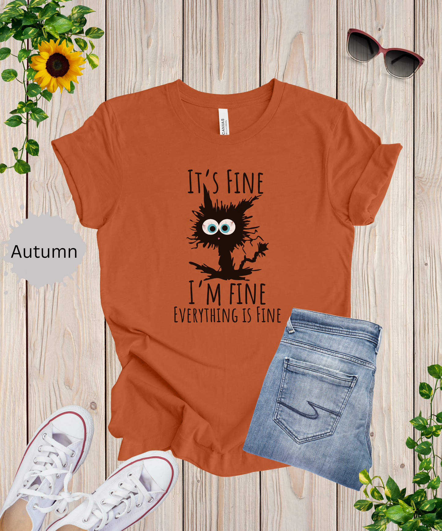 Everythings Fine Crazy Cat T-Shirt