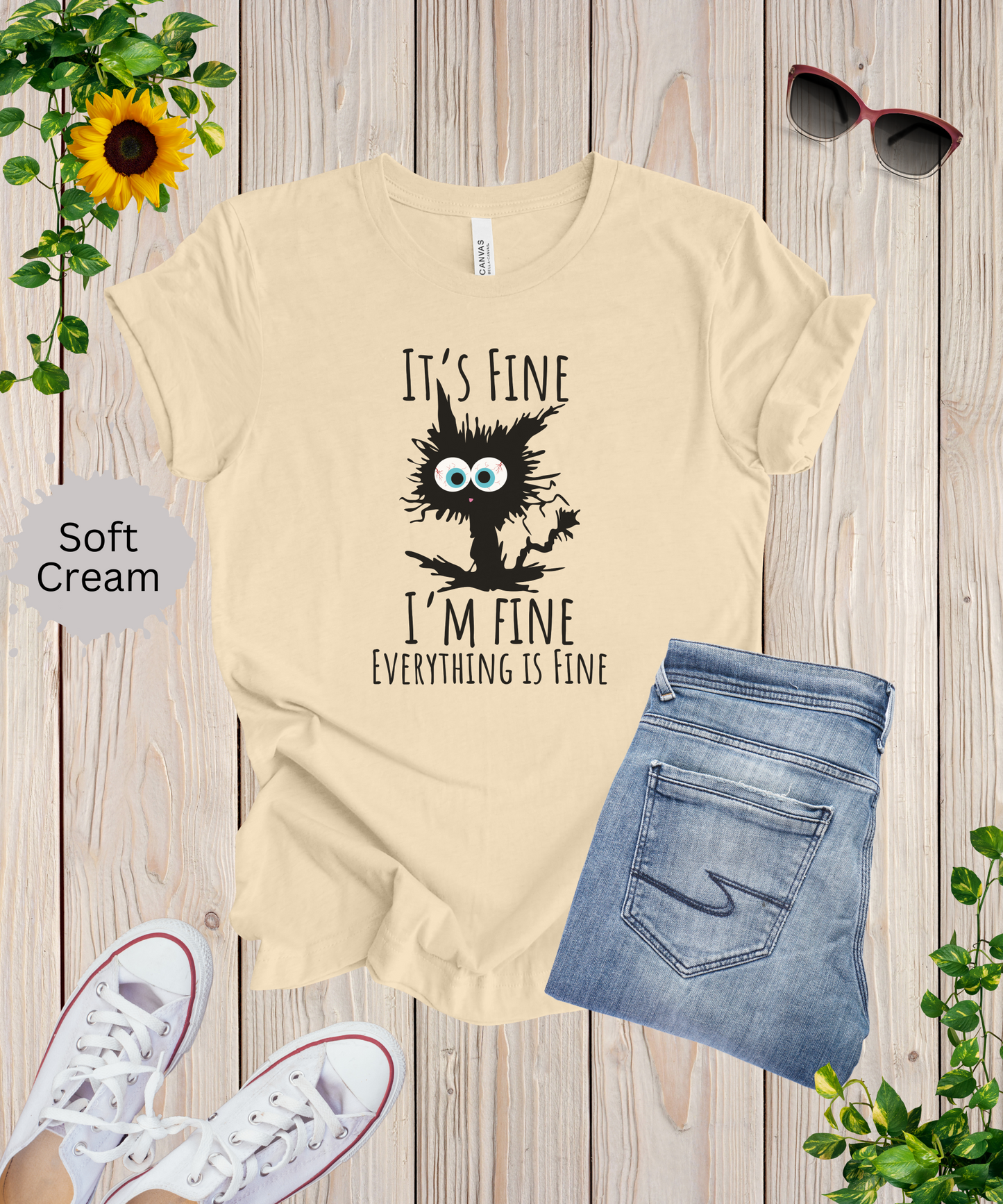 Everythings Fine Crazy Cat T-Shirt