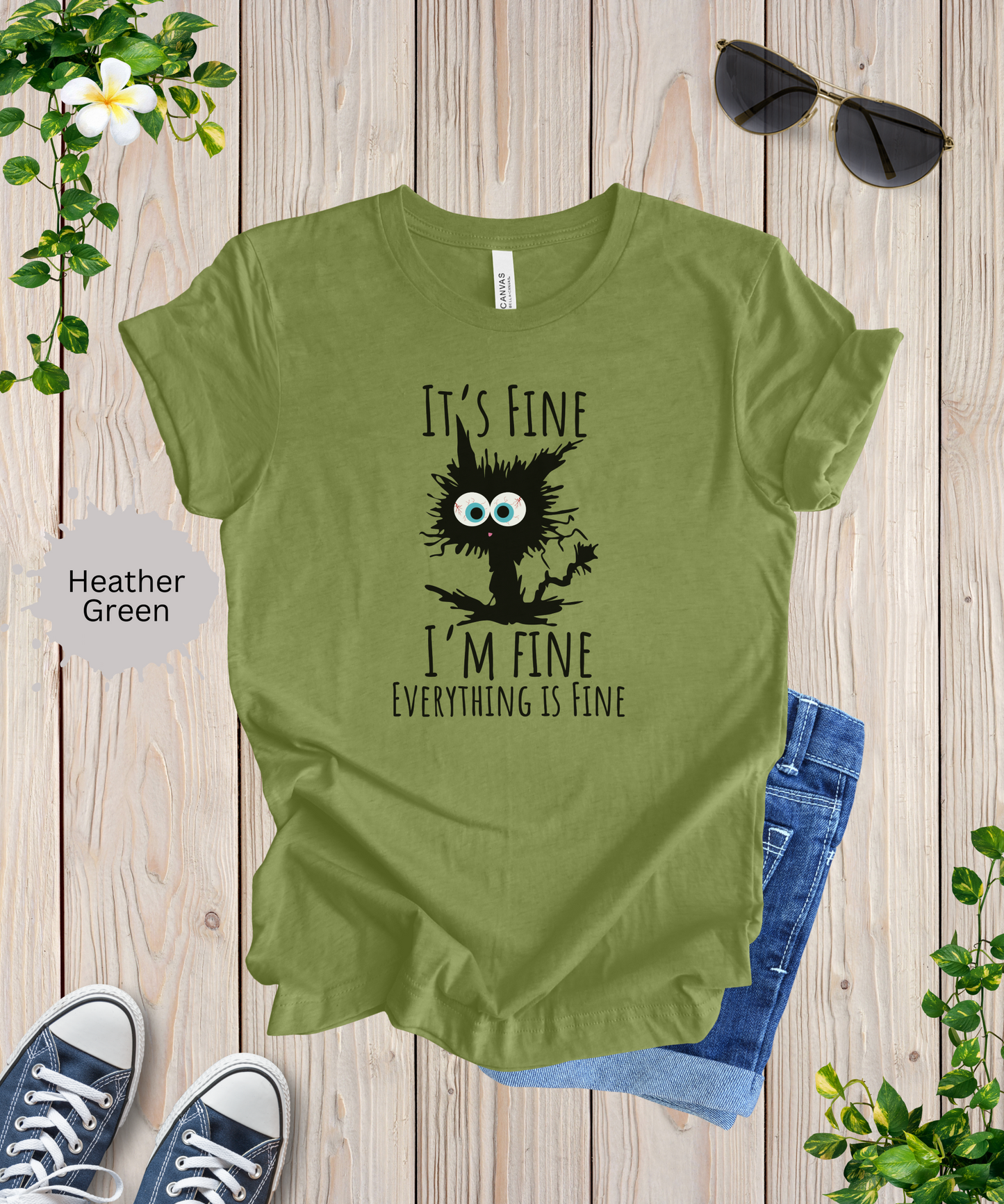 Everythings Fine Crazy Cat T-Shirt