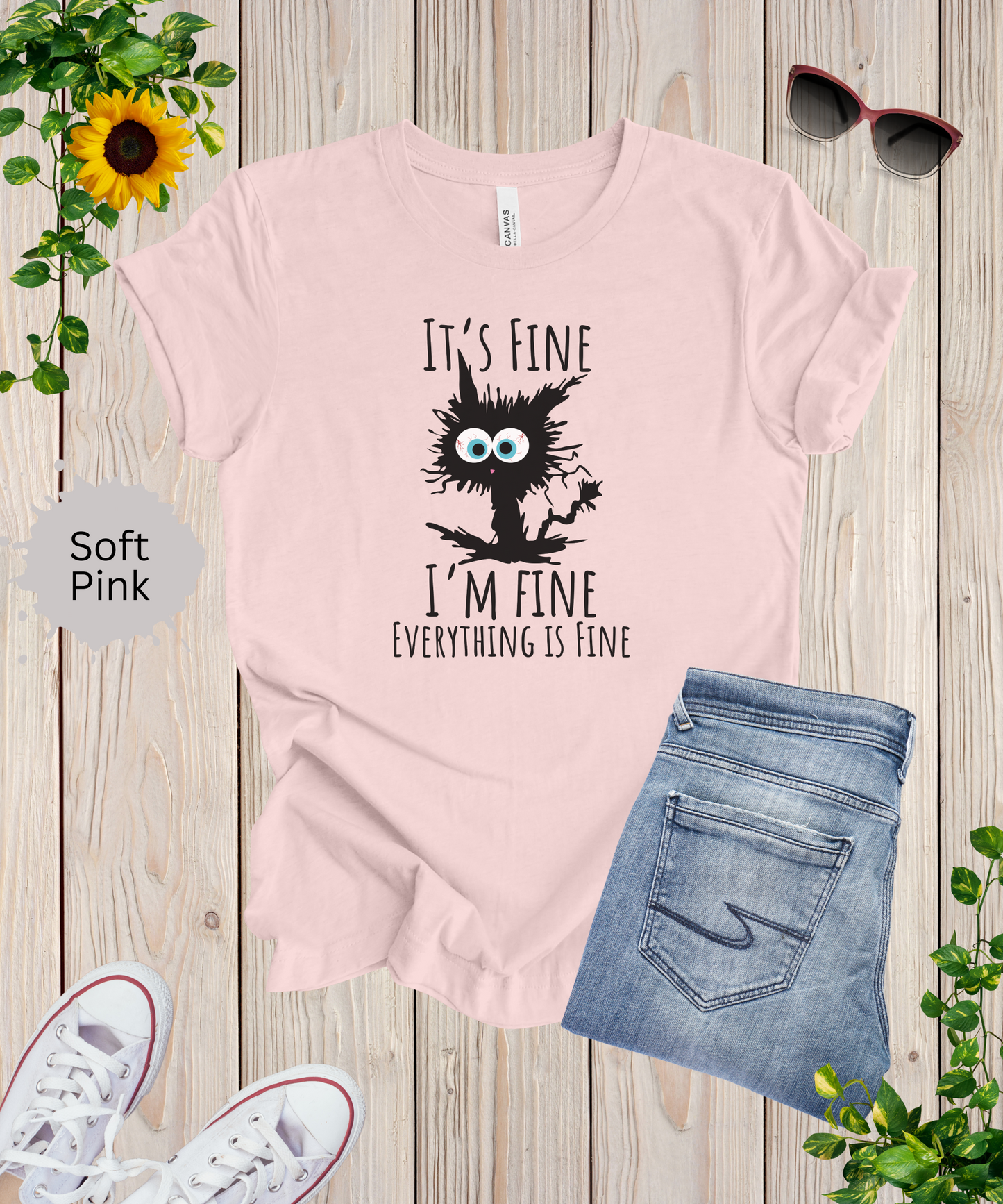 Everythings Fine Crazy Cat T-Shirt