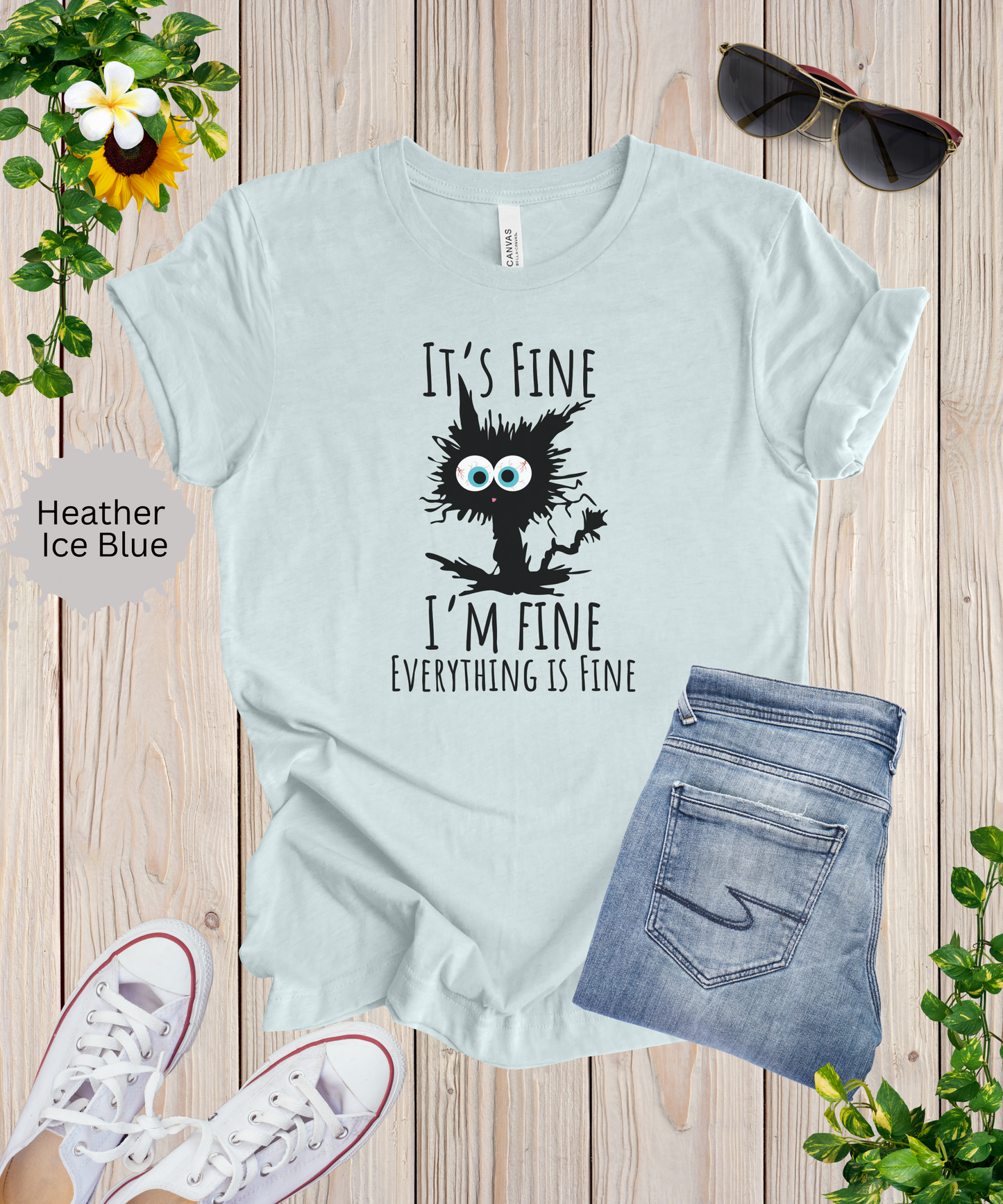 Everythings Fine Crazy Cat T-Shirt