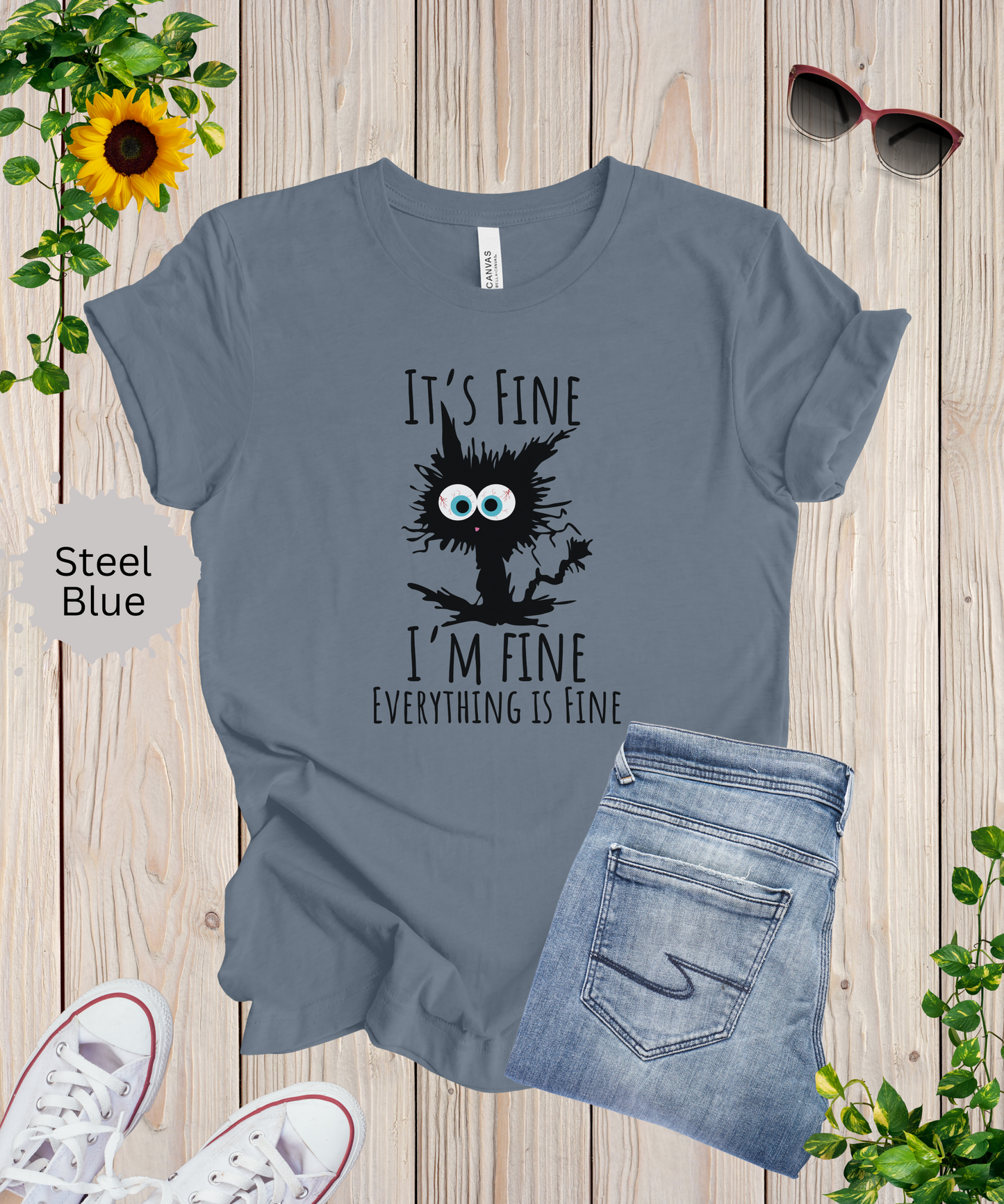 Everythings Fine Crazy Cat T-Shirt