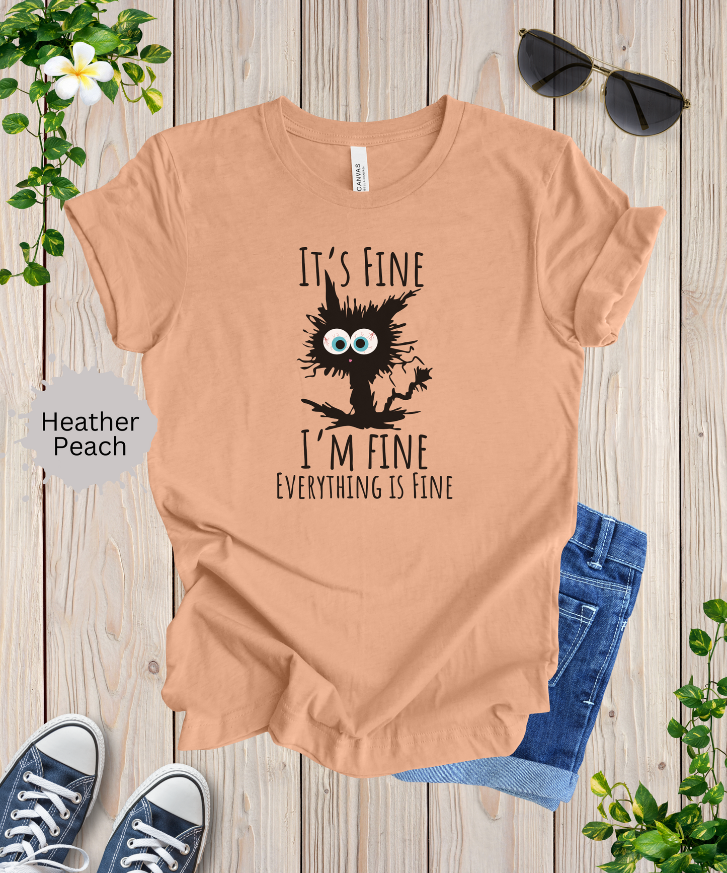 Everythings Fine Crazy Cat T-Shirt