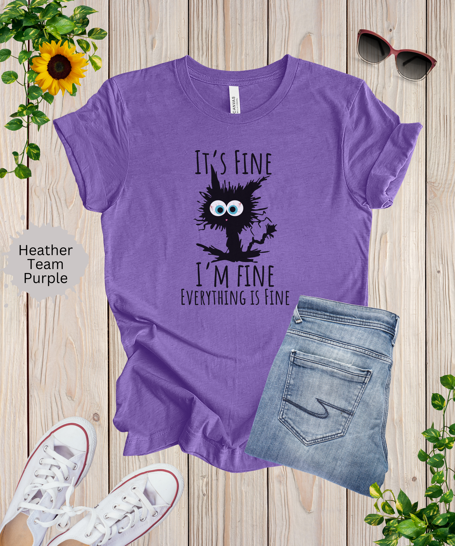 Everythings Fine Crazy Cat T-Shirt