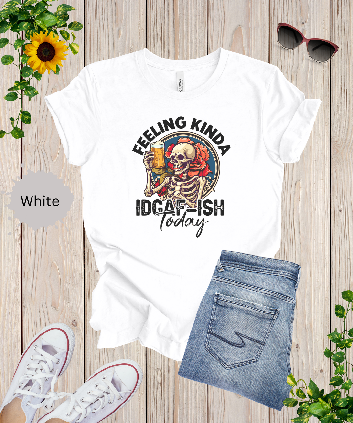 Feeling Kinda IDGAFish Skeleton T-Shirt