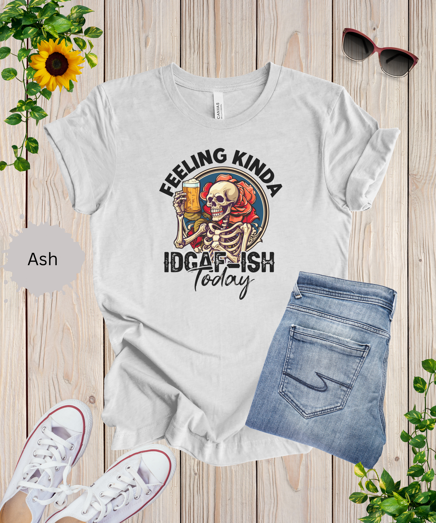 Feeling Kinda IDGAFish Skeleton T-Shirt