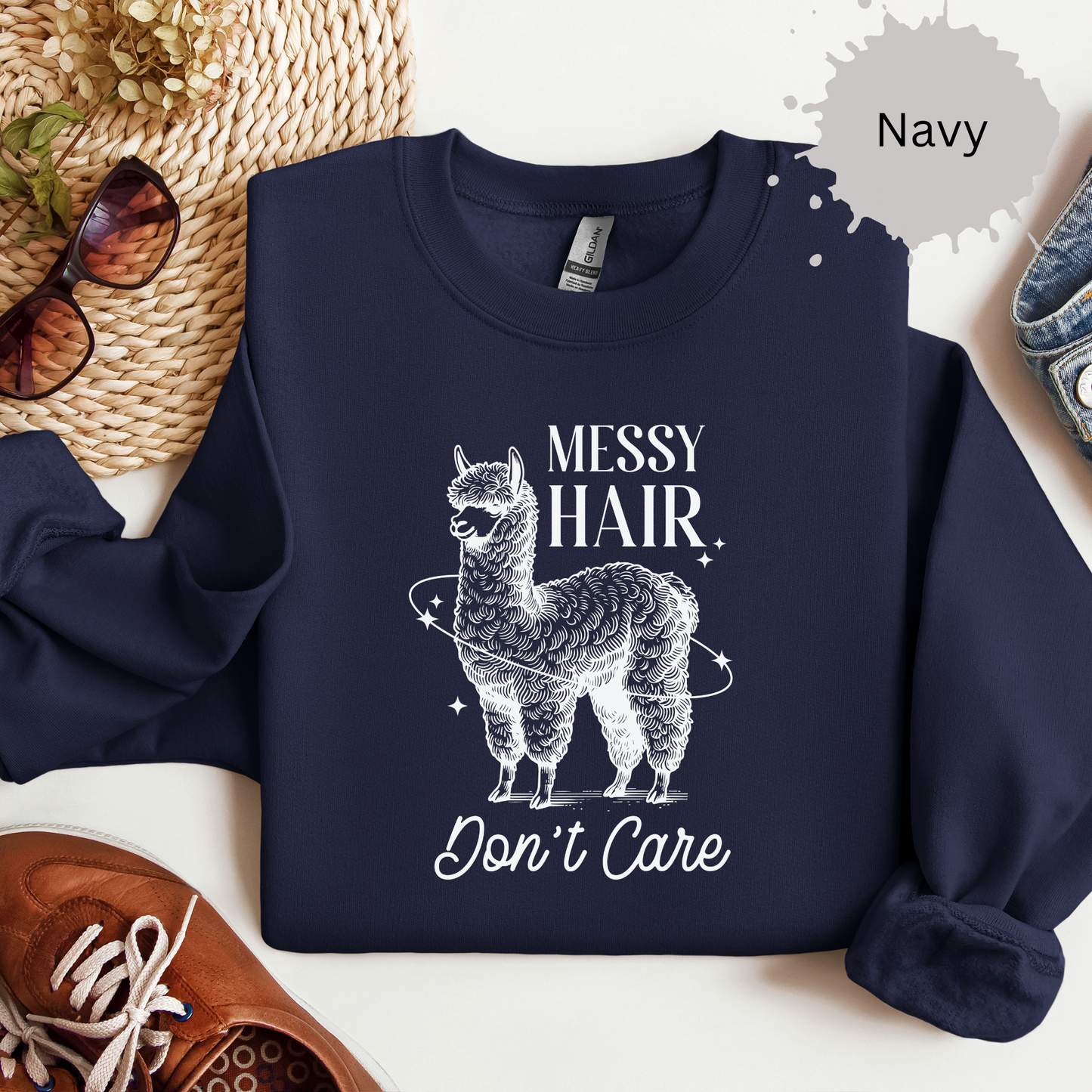 Messy Hair Dont Care Crewneck Sweatshirt