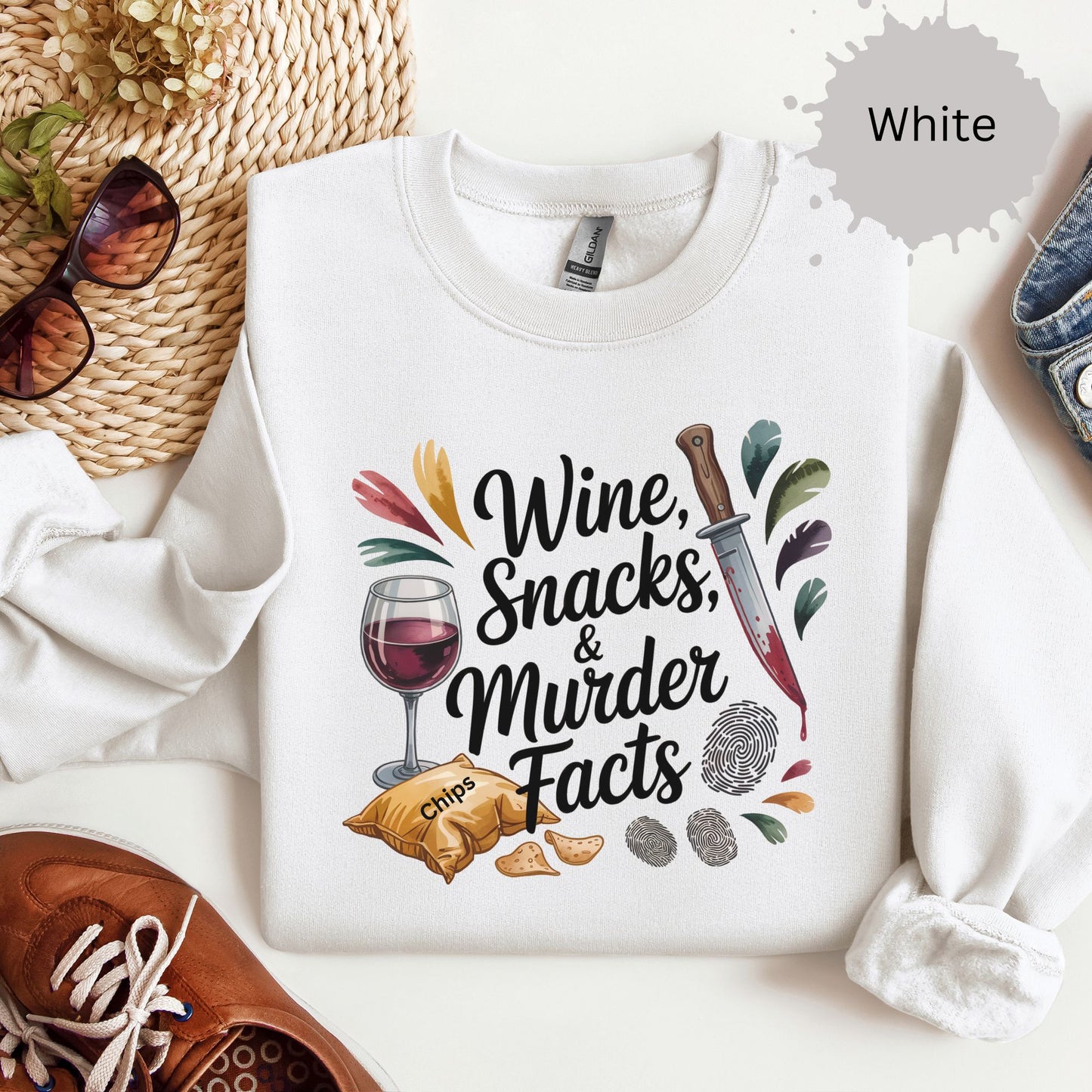 Wine Snacks and Murder Facts Sweatshirt