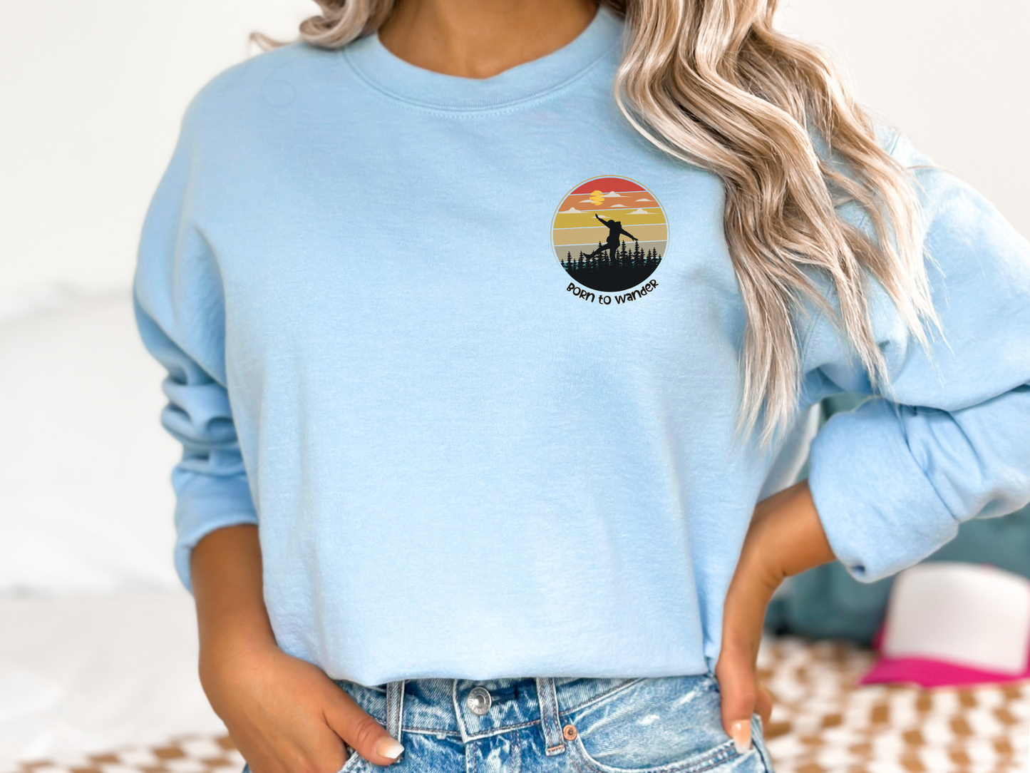 Born to Wander, Pullover Crewneck Sweatshirt