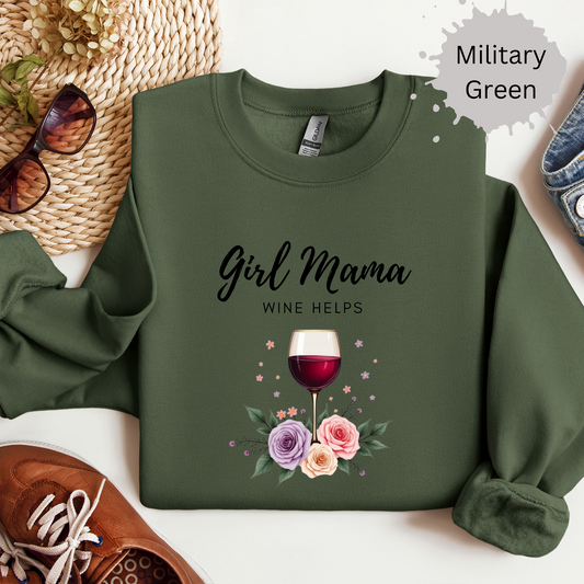 Girl Mama Loves Wine Crewneck Sweatshirt