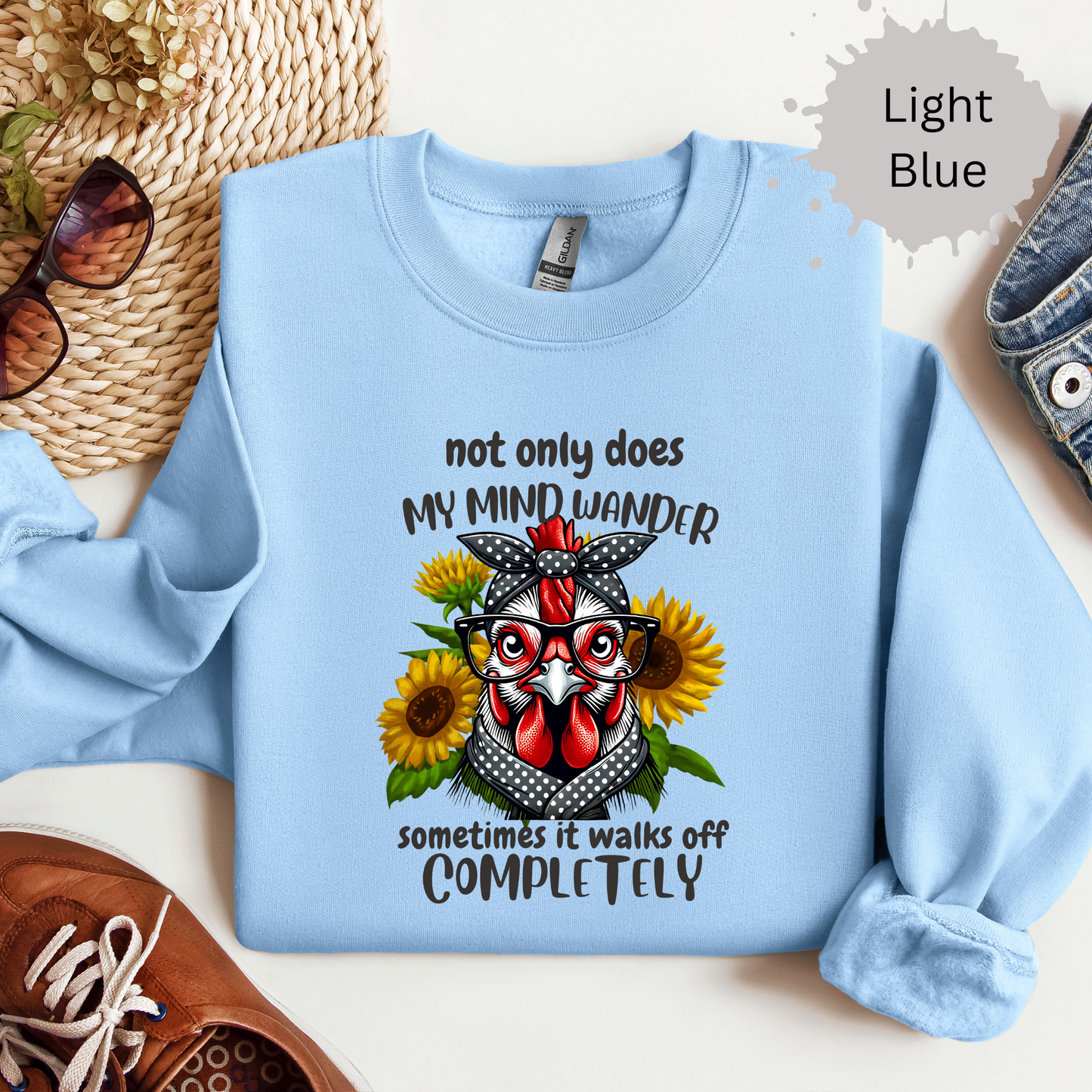 Wandering Mind Funny Chicken Crewneck Sweatshirt