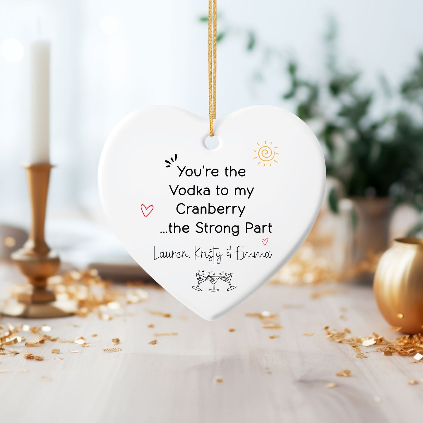 Vodka to My Cranberry Ceramic Friendship Ornament