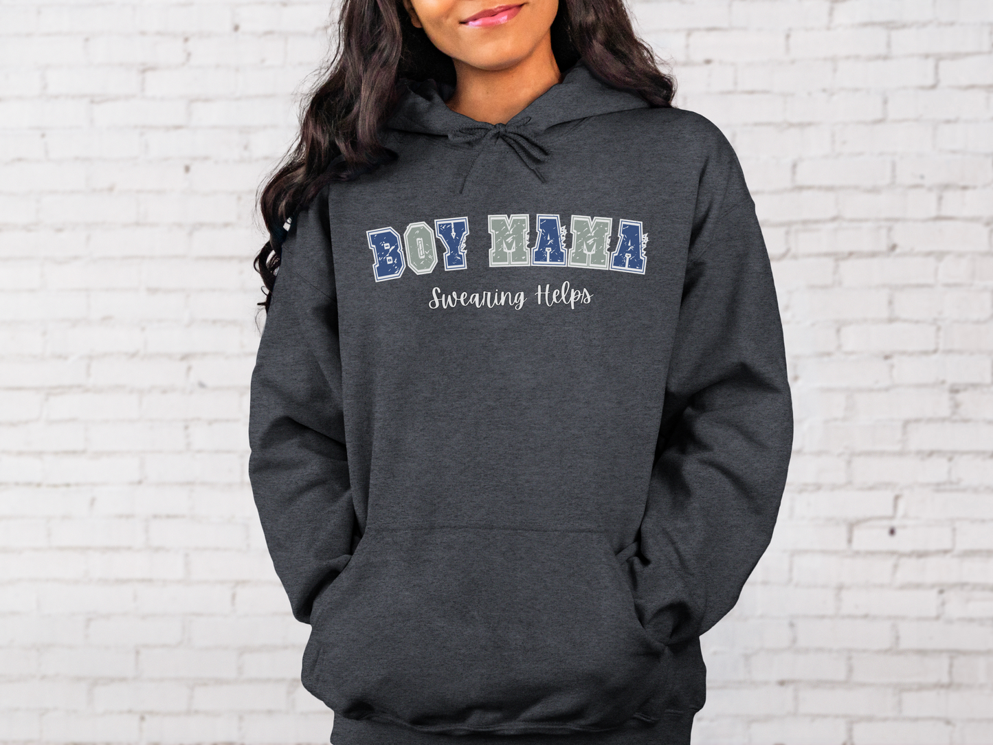 Boy Mom, Swearing Helps Pullover Hooded Sweatshirt