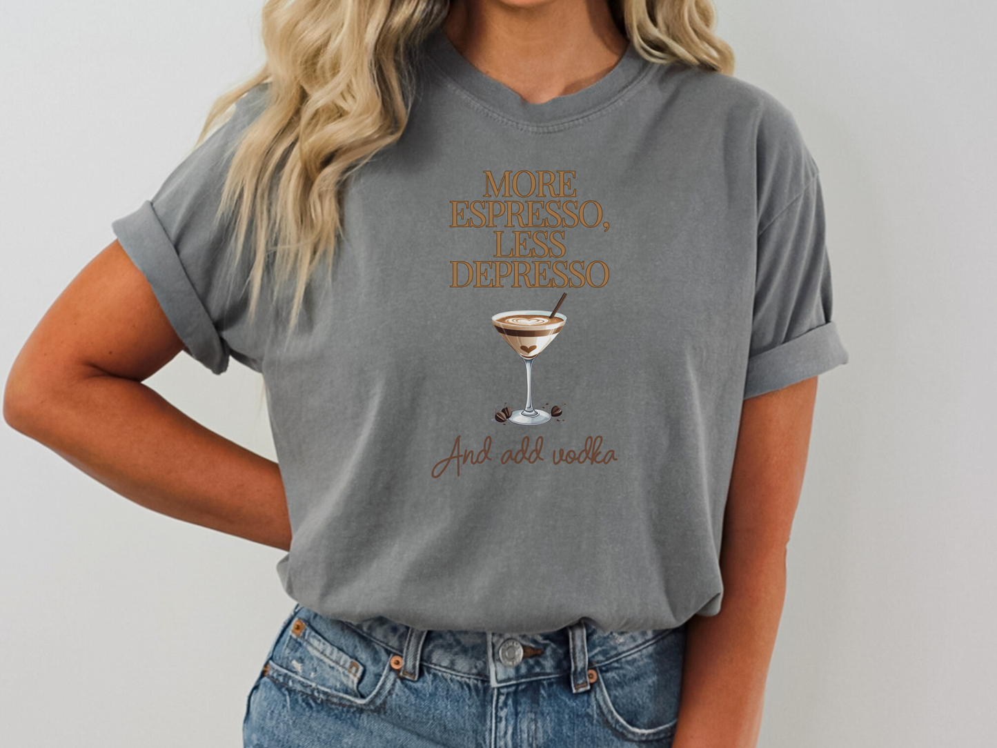 More Espresso Less Depresso Comfort Colors Crewneck Tshirt