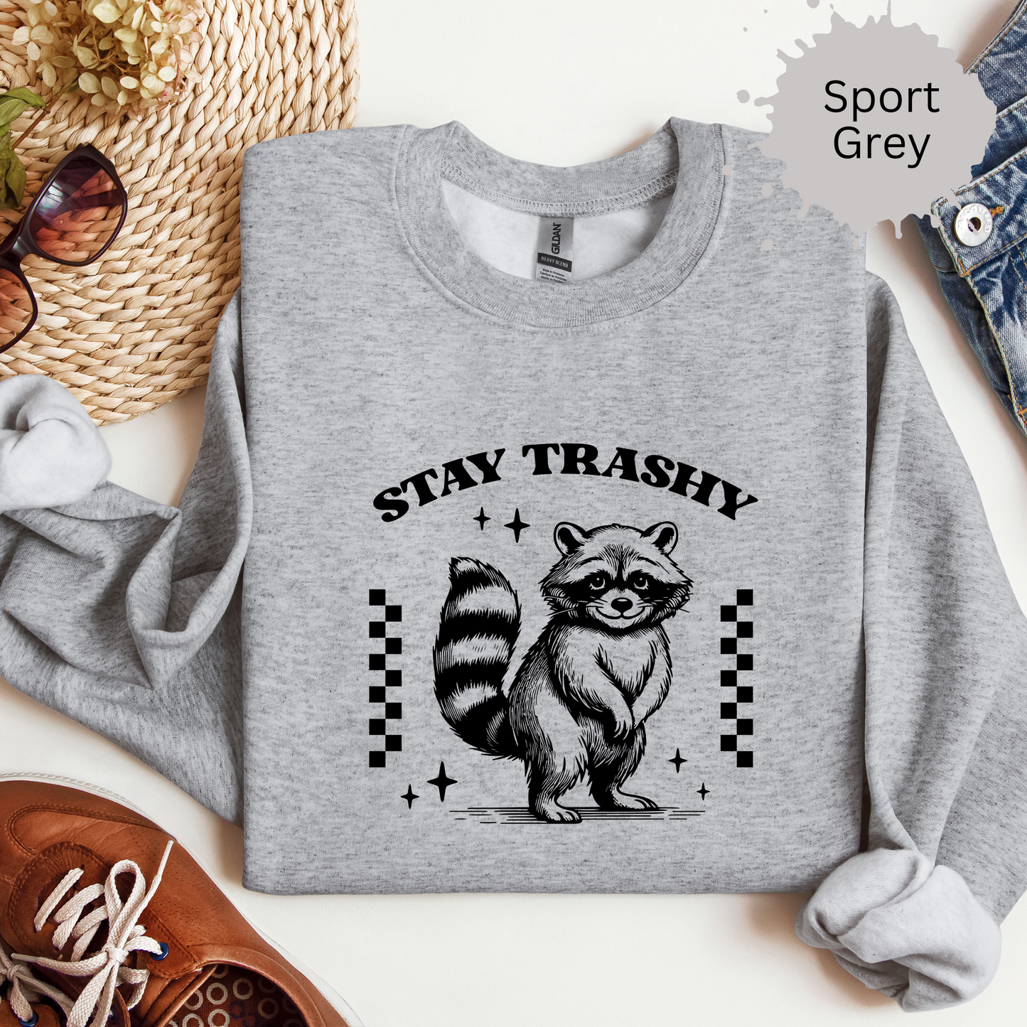 Stay Trashy Racoon Crewneck Sweatshirt