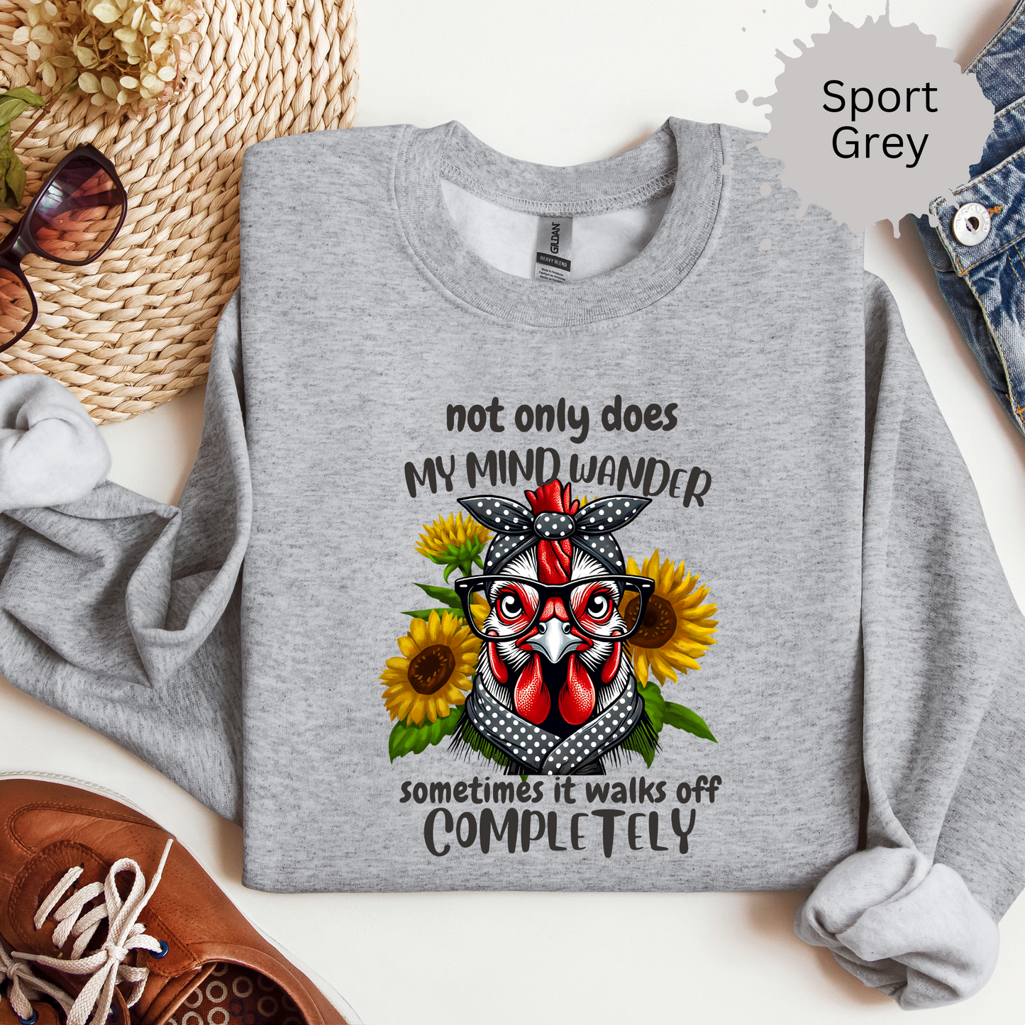 Wandering Mind Funny Chicken Crewneck Sweatshirt