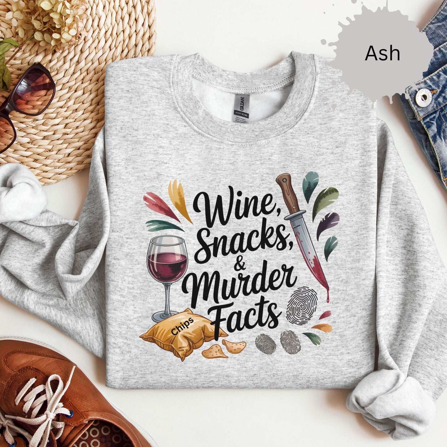 Wine Snacks and Murder Facts Sweatshirt