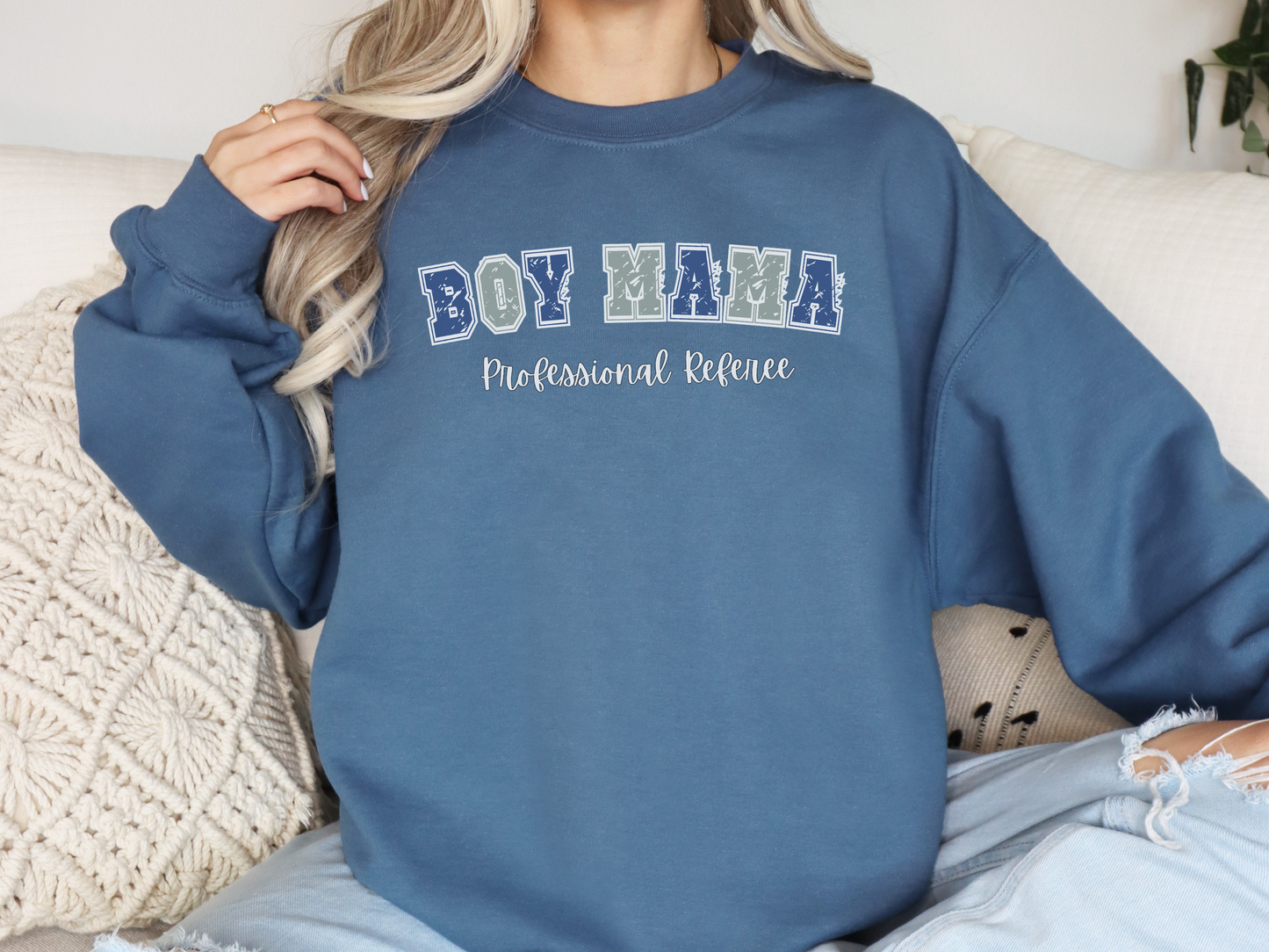 Boy Mama, Professional Referee Pullover Crewneck Sweatshirt