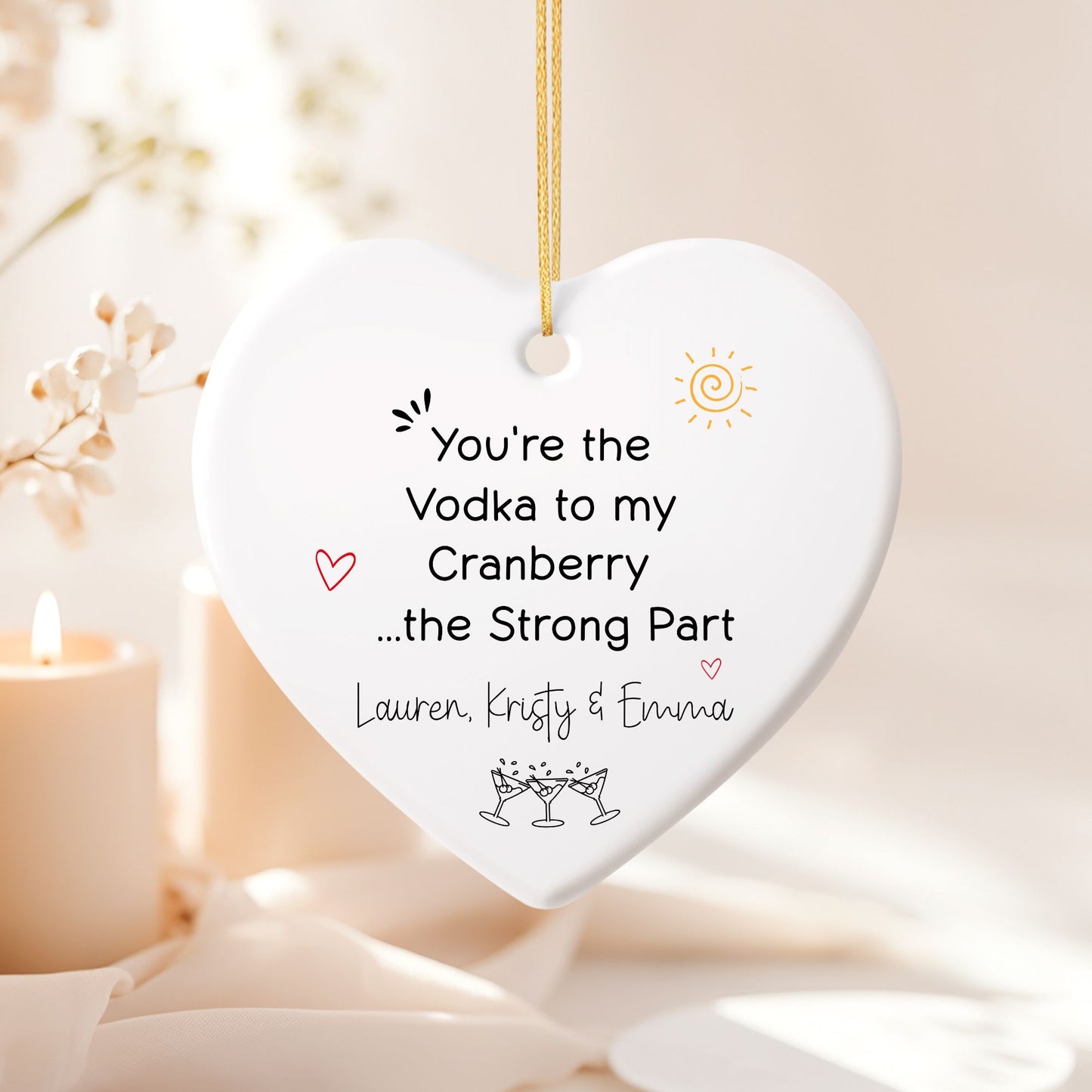 Vodka to My Cranberry Ceramic Friendship Ornament