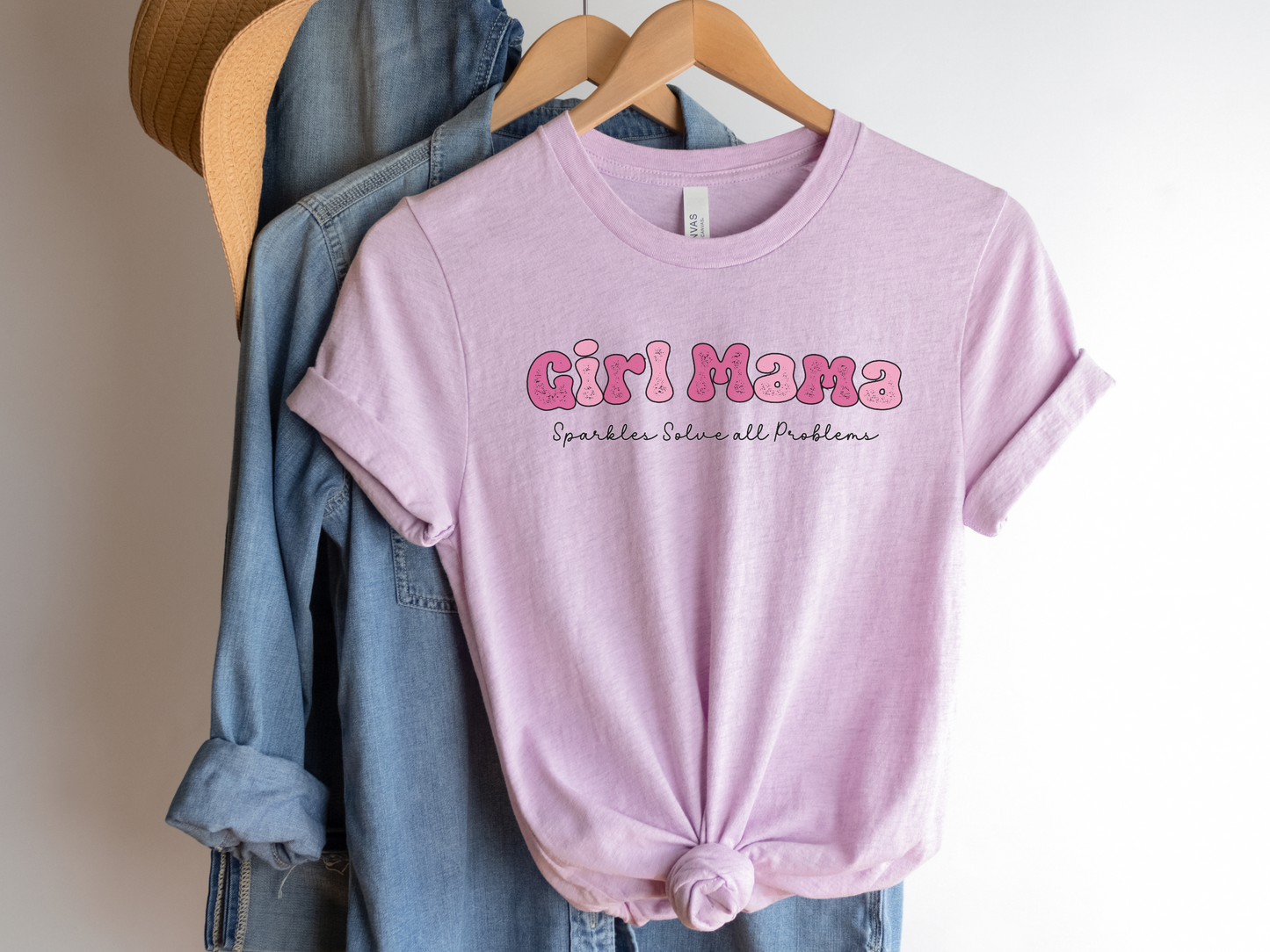 Girl Mama, Sparkles Solve All Problems Crewneck TShirt